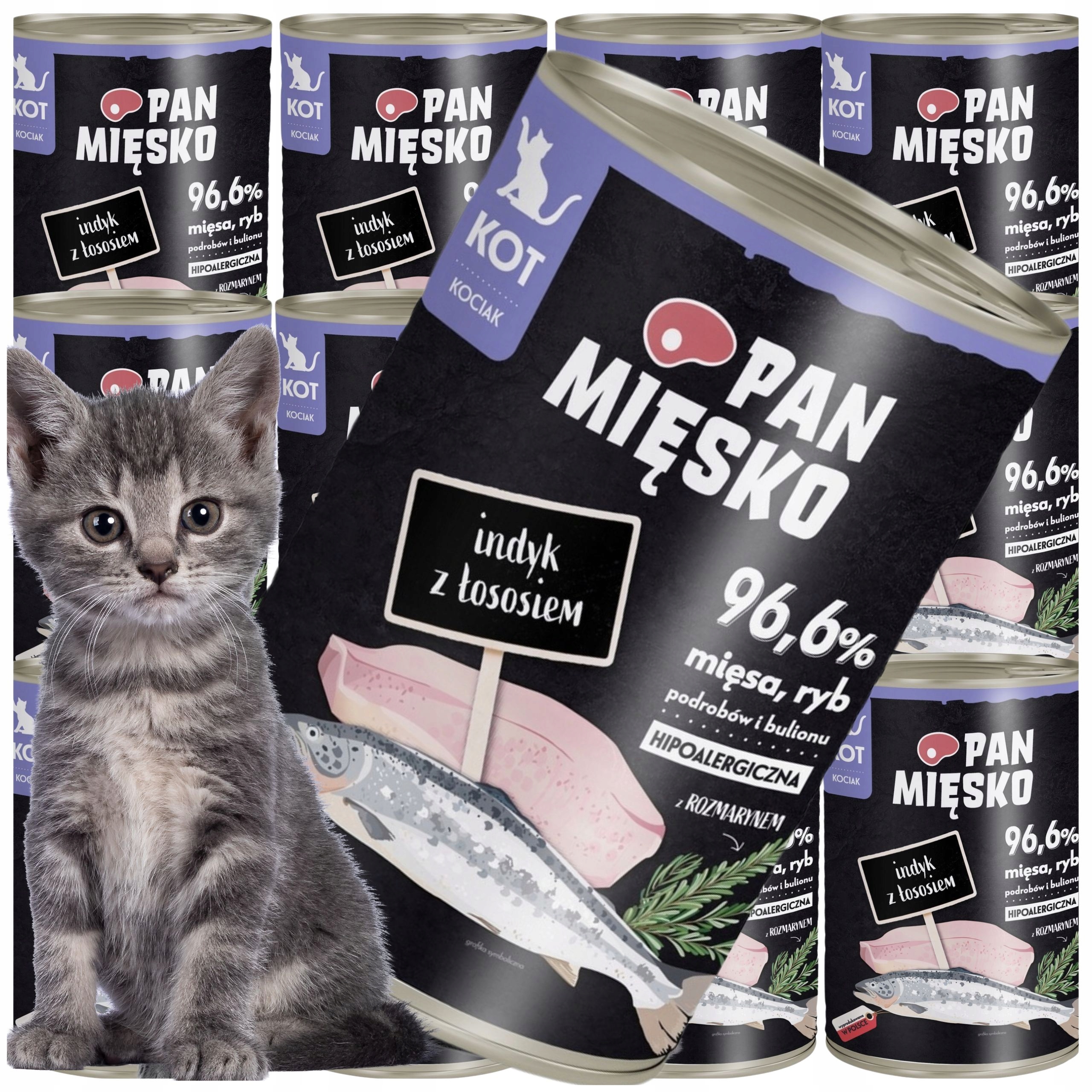 Levně Krmivo mokré pro kočky Krůta s lososem Pan Mięsko Hypoalergenní 400 g kotě