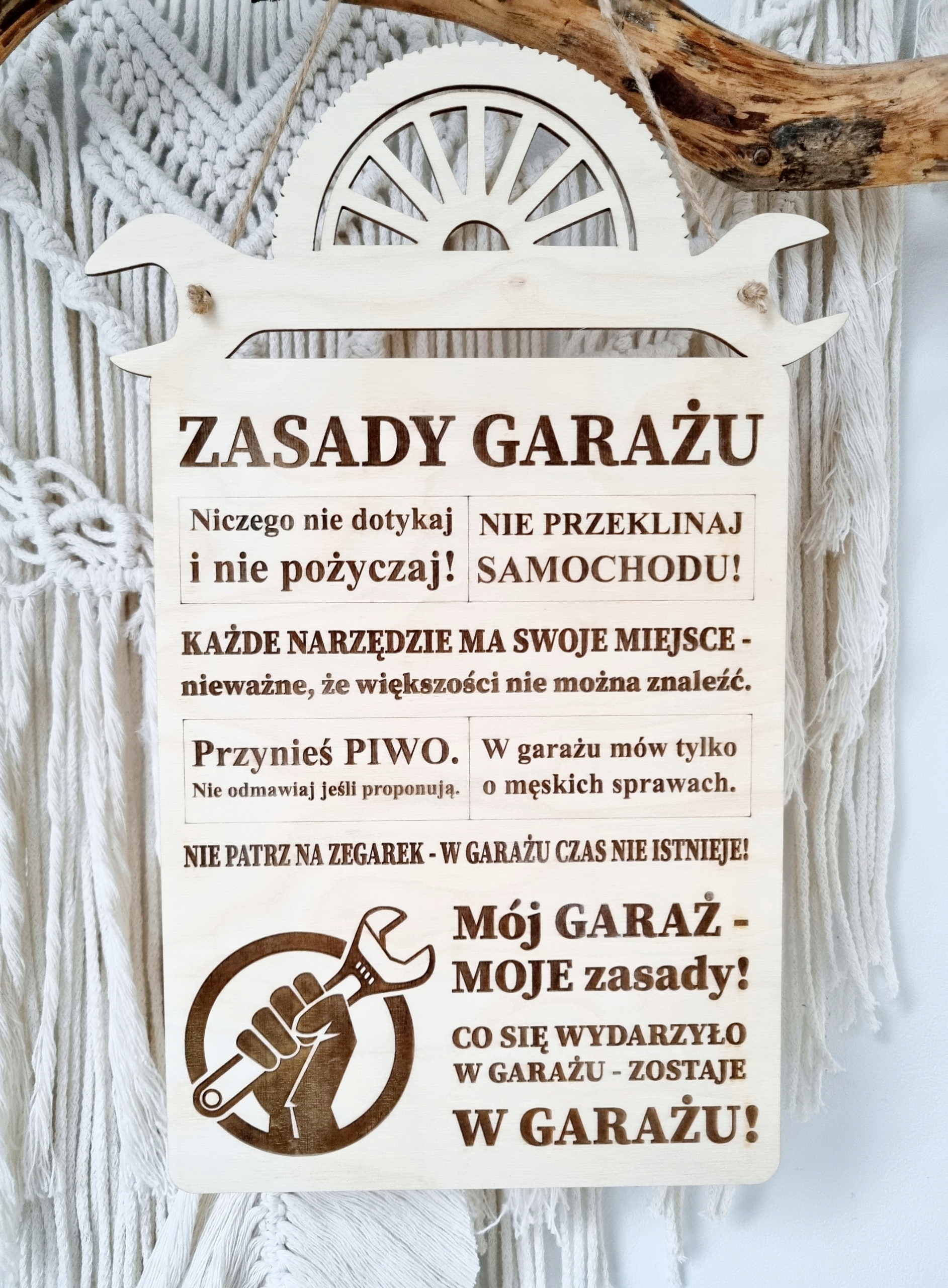 TABLICA DREWNIANA ZASADY GARAŻU Marka Inna