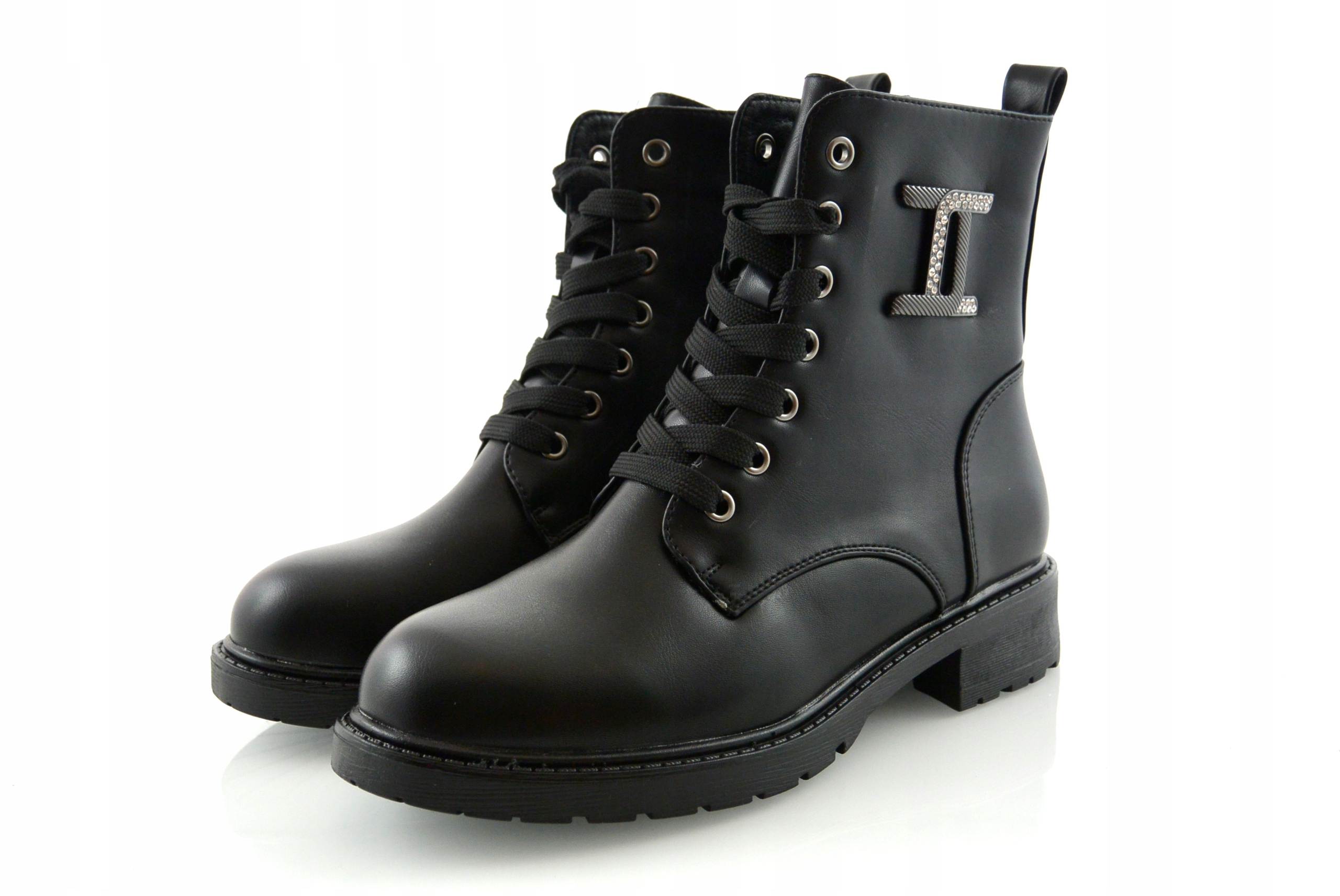 Módní Černé Zateplené Kotníkové Boty Kanady Vázané Eko Kůže 39