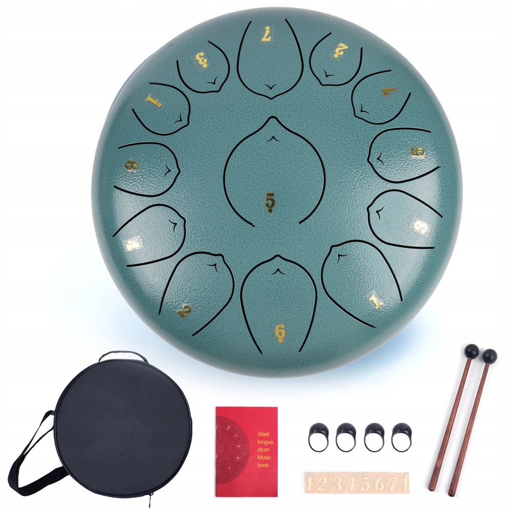 Jazykový buben 12" modrý dešťový ocelový bubínek Tongue Drum sada