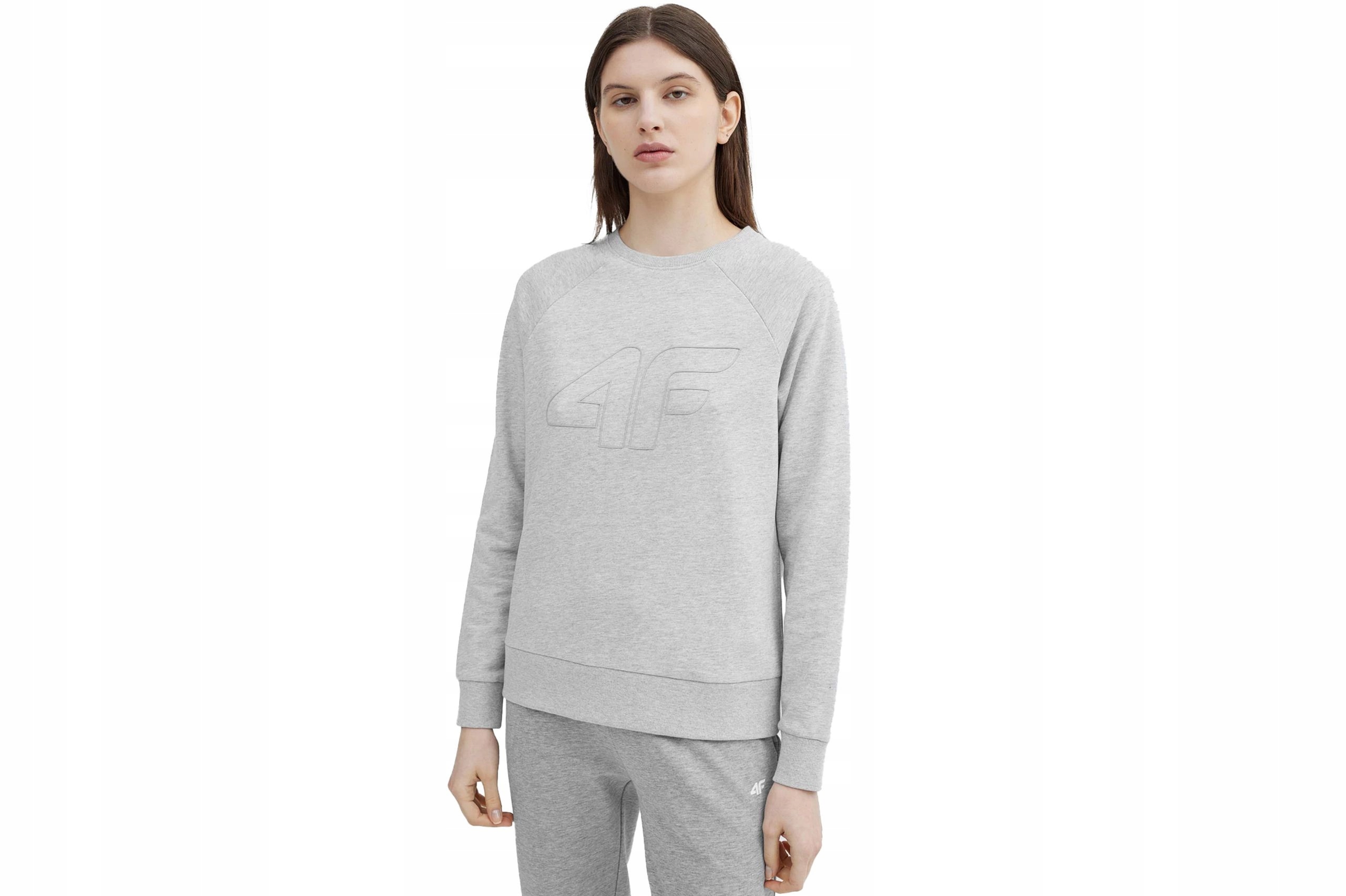 BLUZA 4F DAMSKA 4FSS23TSWSF370 SZARA Rękaw długi rękaw