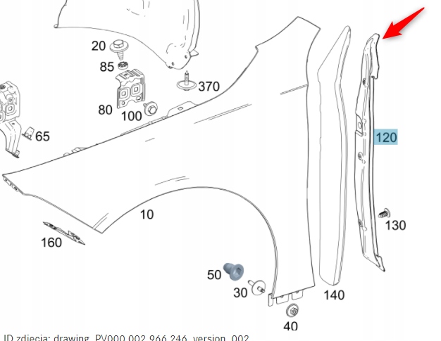 OSLONA WYGUSZENIE BLOTNIKA PRZOD MERCEDES A W177 P Part number A1778890100