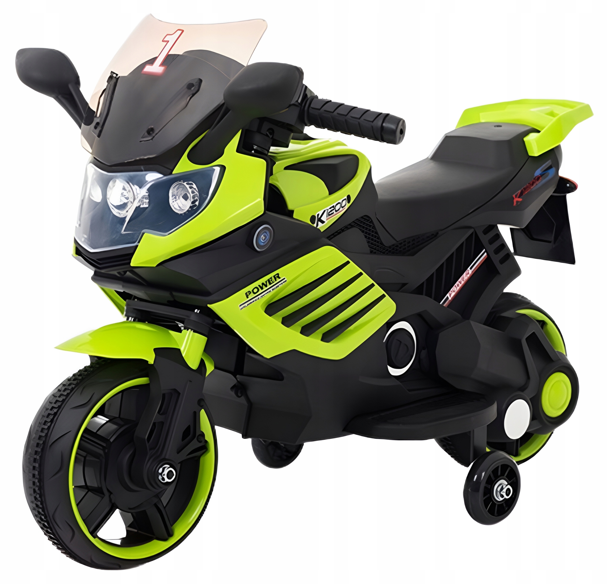 Motor motocykl ścigacz na akumulator światła LED dla dzieci zielony