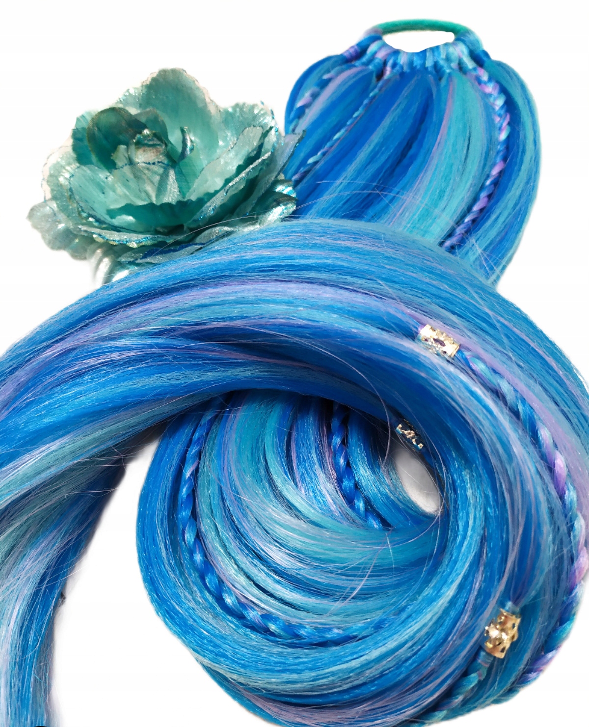 Připínací poník na gumičce, Příčesek, modrá fialová, Modrá Siréna, 70 cm