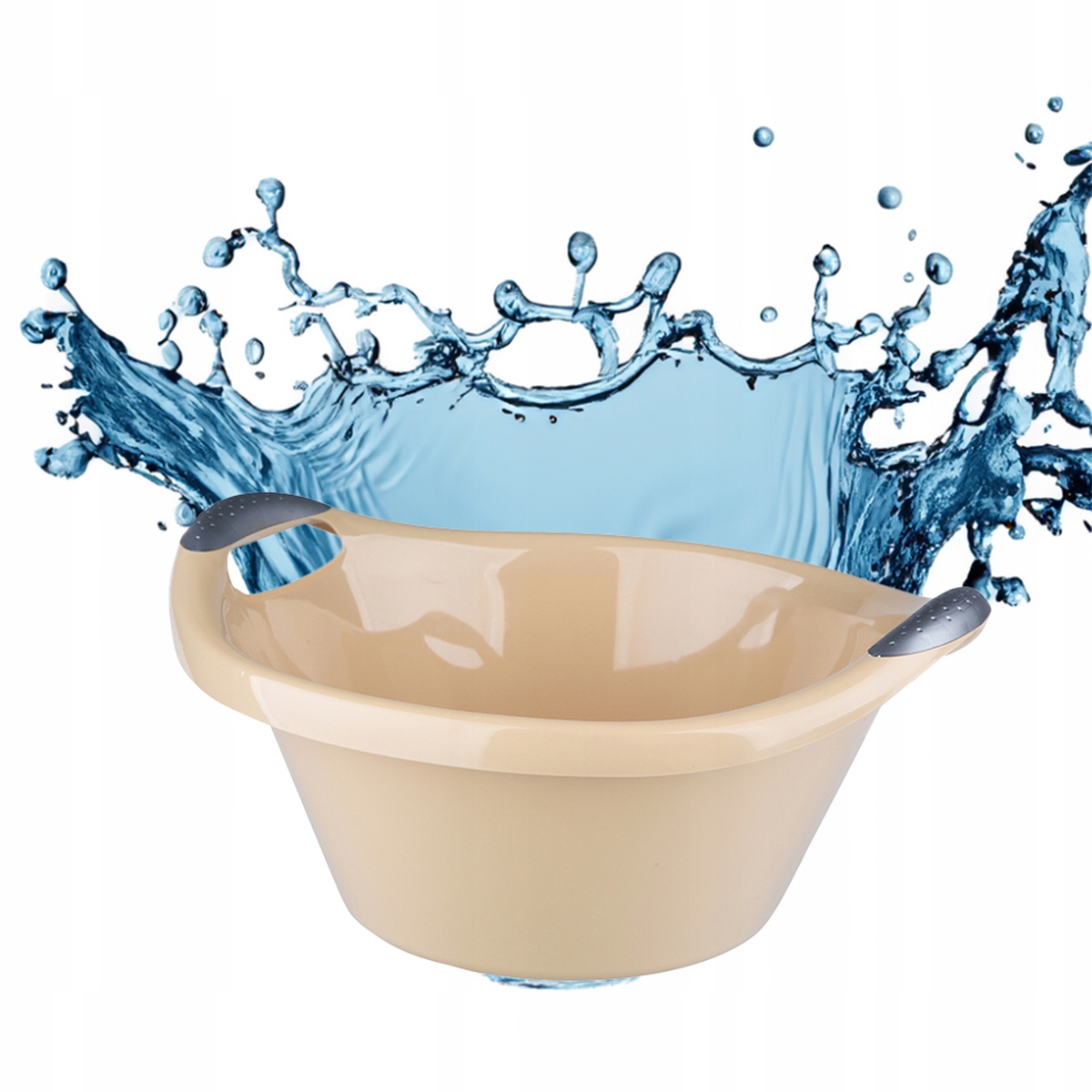 Wanna na pranie głęboka miska z uchwytami kosz Artgos 10 l beżowa