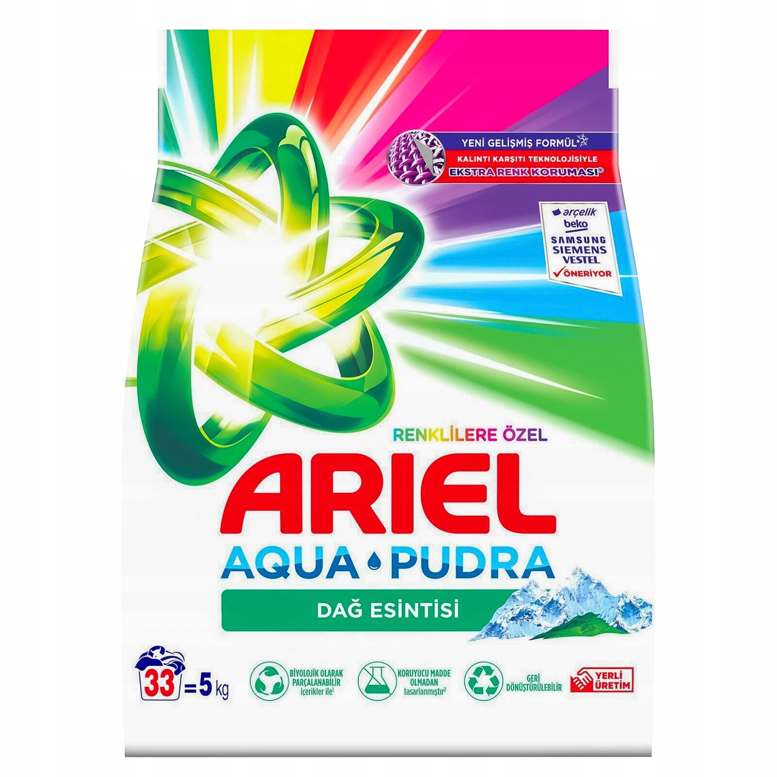 Levně Ariel Aqua Puder Mountain Spring Aqua Pudra 5 kg prášek na praní barvy