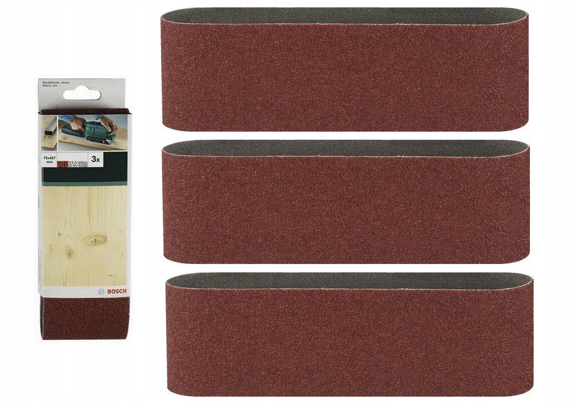 Bosch 3x taśma ścierna pas bezkońcowy do szlifierki taśmowej 75x457mm P80 L