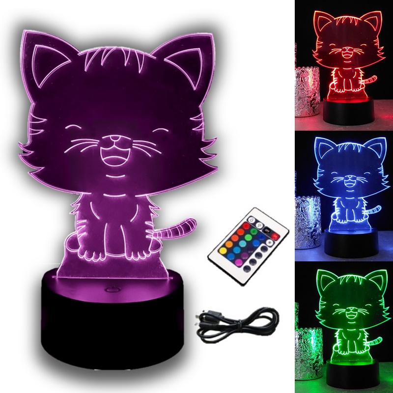 

Lampka Nocna Kotek 3D Led Rgb Pilot
