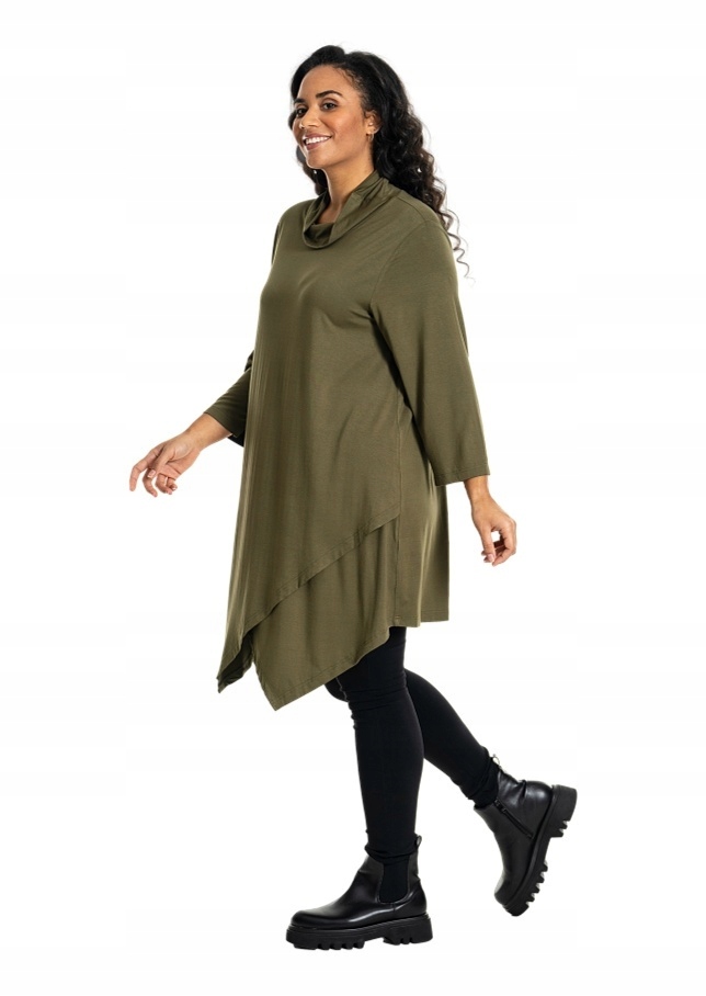 Golfové Studio Olivová Asymetrická Viskóza Tunika S868 36