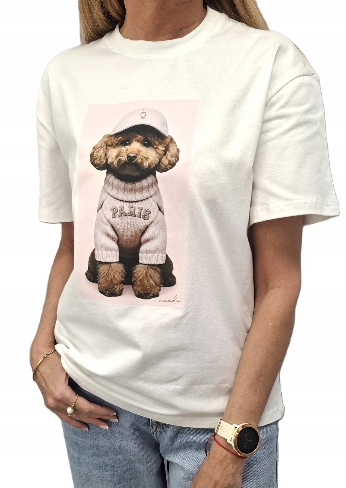 Nooda Tričko s potiskem Pudelek Bílá Růžová 38/M Novinka