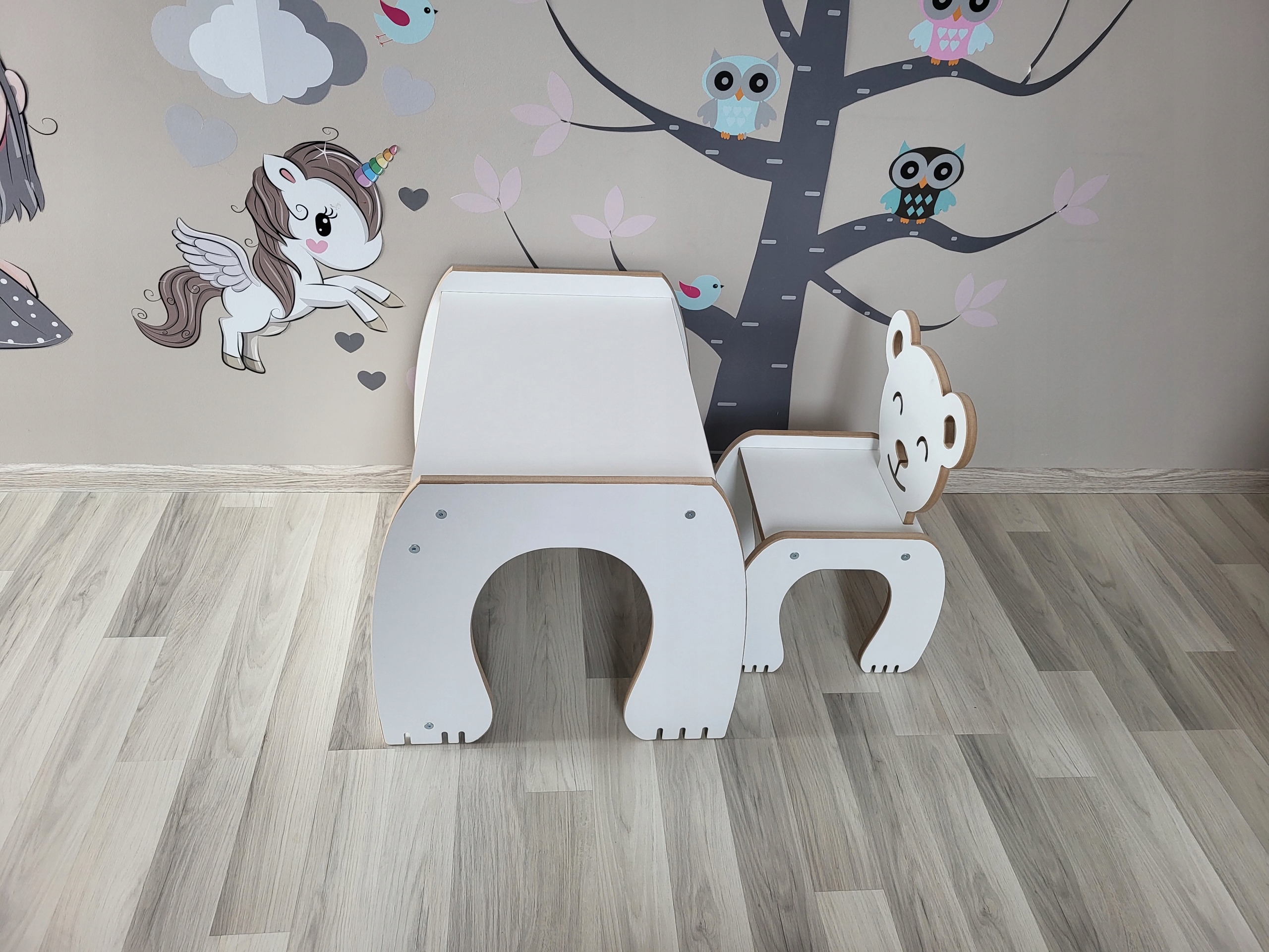 STOLIK Z KRZESEŁKIEM DLA DZIECI MIŚ Kolor mebla biały