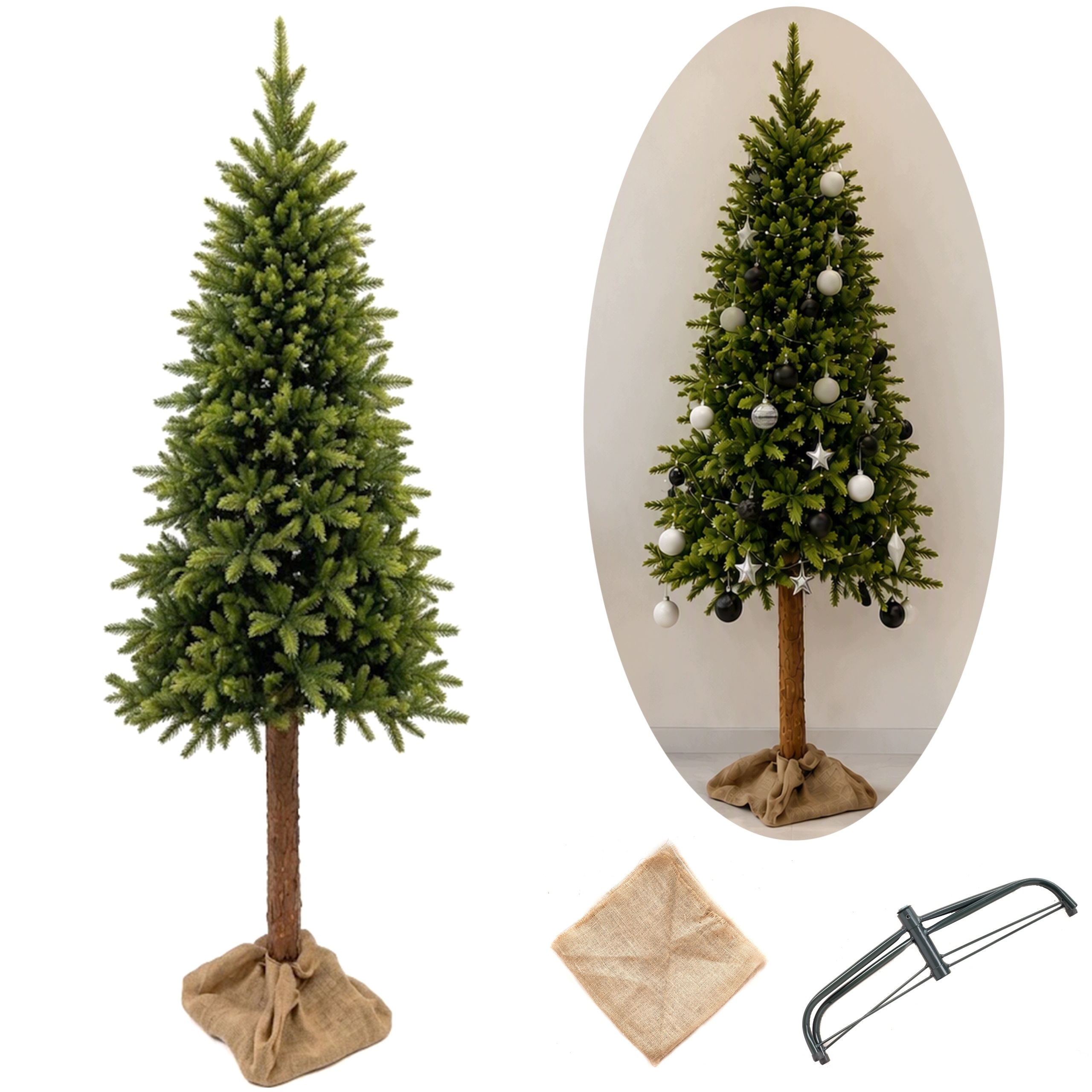 Umělý vánoční stromek na kmeni 180 cm Full Pe 01 100% Světle Zelený Silikonový
