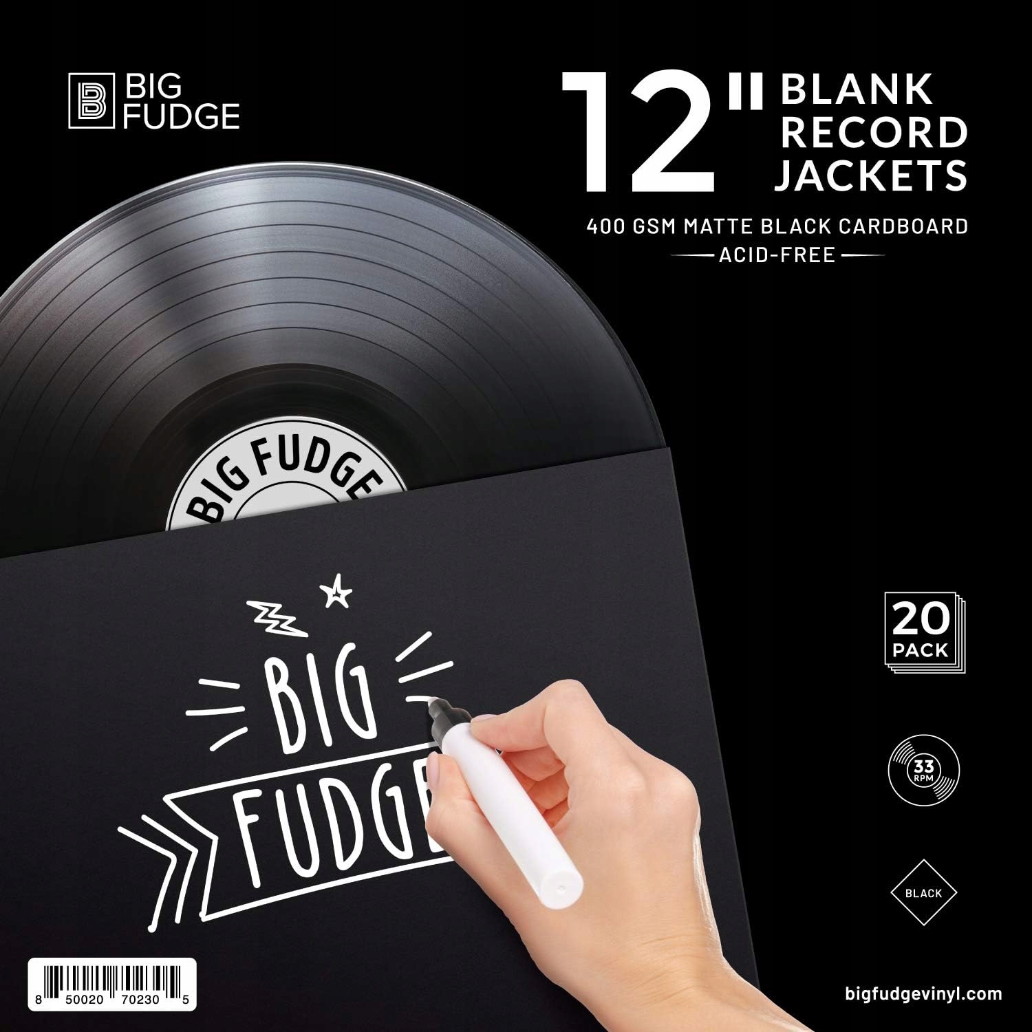 Obaly na vinylové desky Big Fudge Pro Blank – 12 palců x černé
