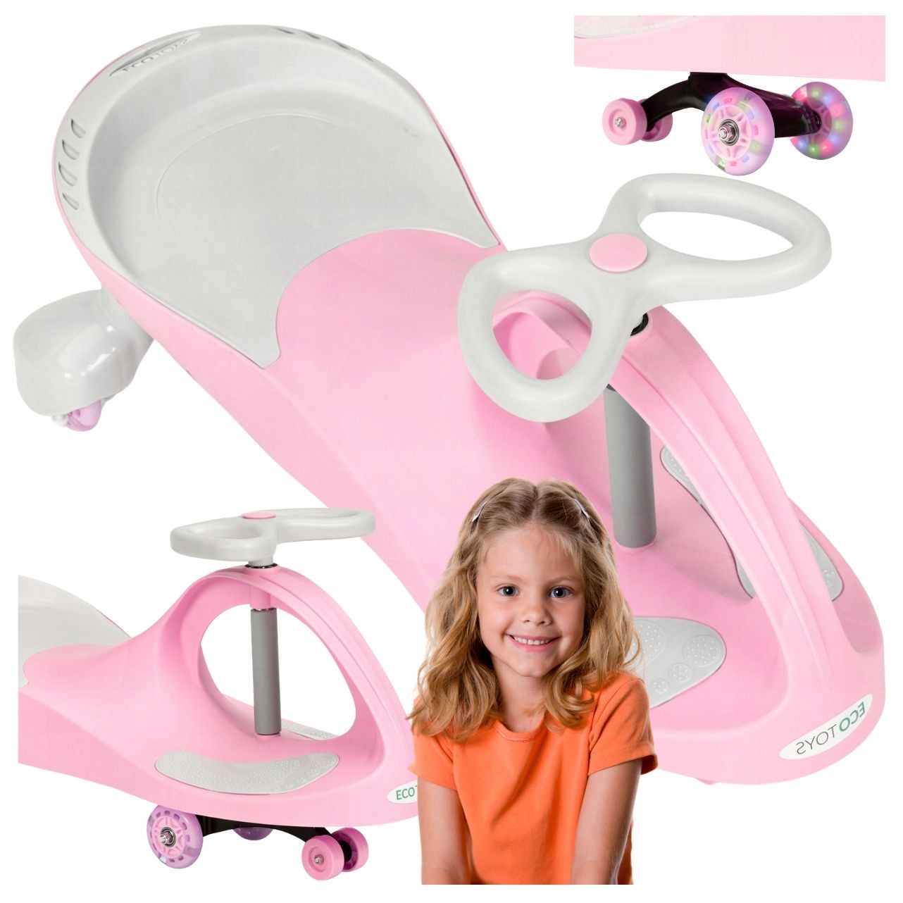 Jeździk Dla Dziecka Grawitacyjny Kółka Led Pojazd Autko Kierownica Pchacz