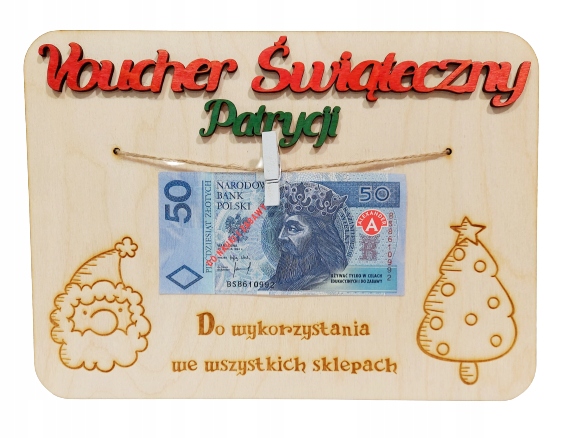 

Tabliczka drewniana Voucher Świąteczny