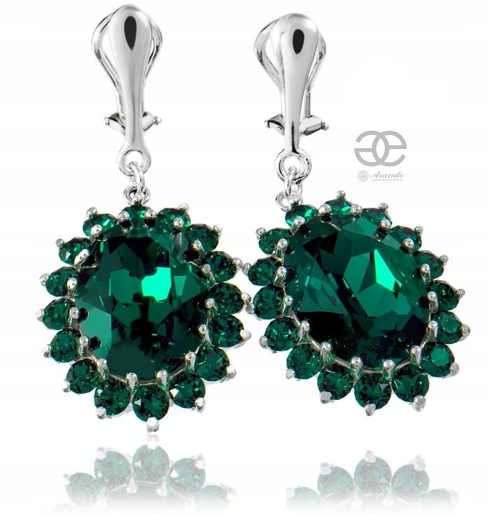 Křišťálové klipsy Royal Emerald Stříbro Arande