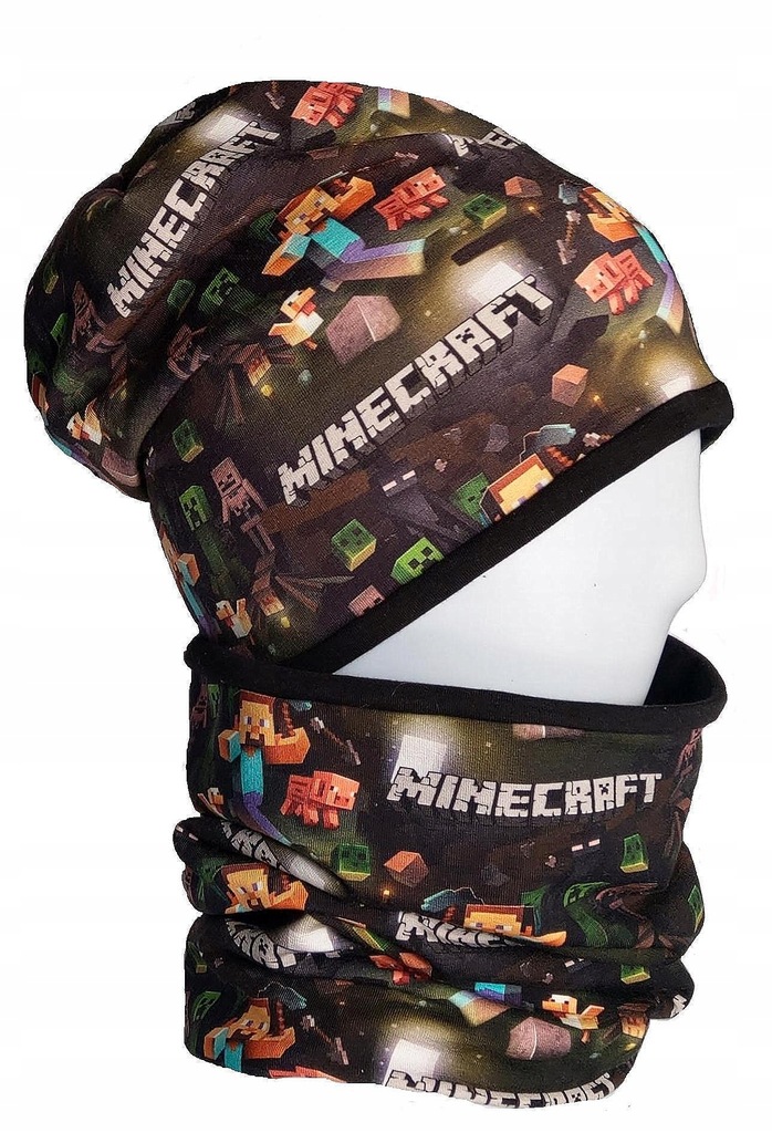 

Czapka i komin komplet dresówka minecraft 52-54