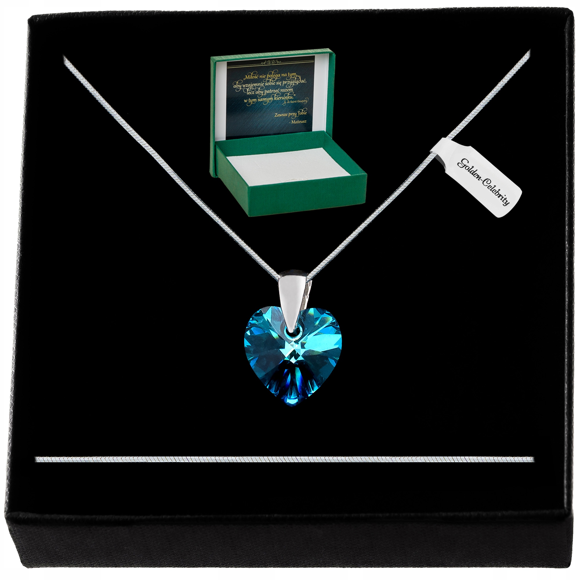Stříbrný Náhrdelník Srdce Swarovski 925 Řetízek Přívěsek Pro Dívku