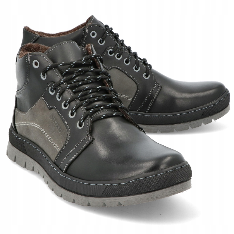 TRZEWIKI PÓŁBUTY ZIMOWE POLSKIE OCIEPLANE SKÓRA 171 CZARNE R 43 Materiał zewnętrzny skóra naturalna