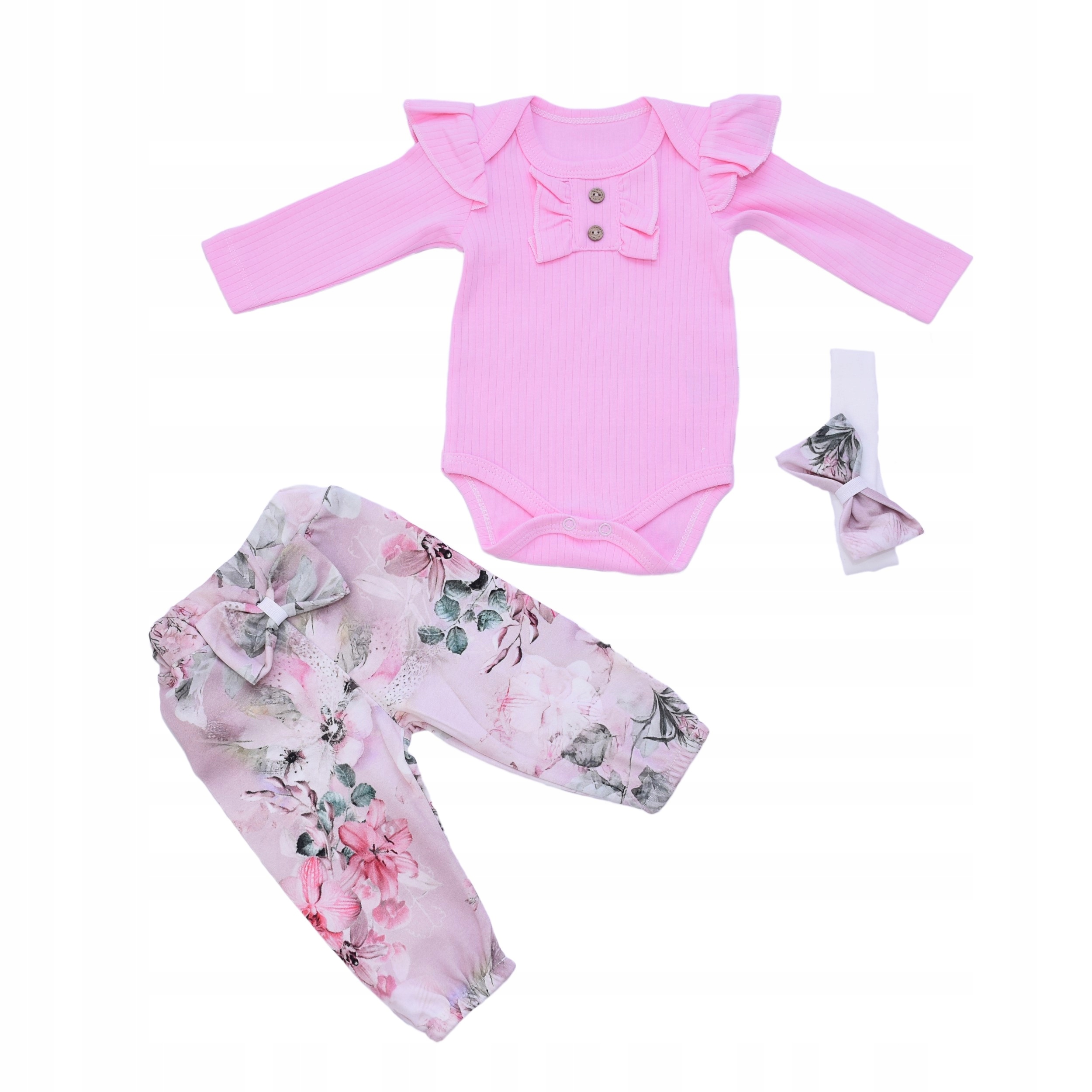 KOMPLET UBRANEK DLA DZIEWCZYNKI Z OPASKĄ KWIATY 68