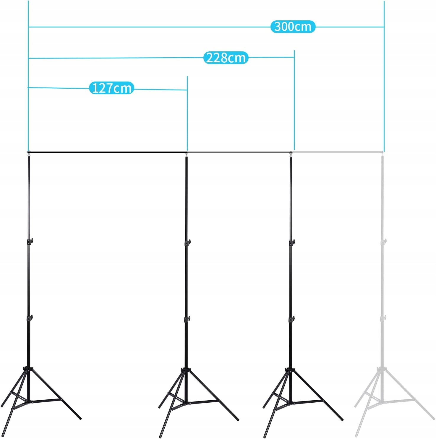 ZESTAW DO STUDIA FOTOGRAFICZNEGO 2x3m STOJAK NA TŁO 4 ZACISKI POKROWIEC Kod producenta LS-SYBJJ-1