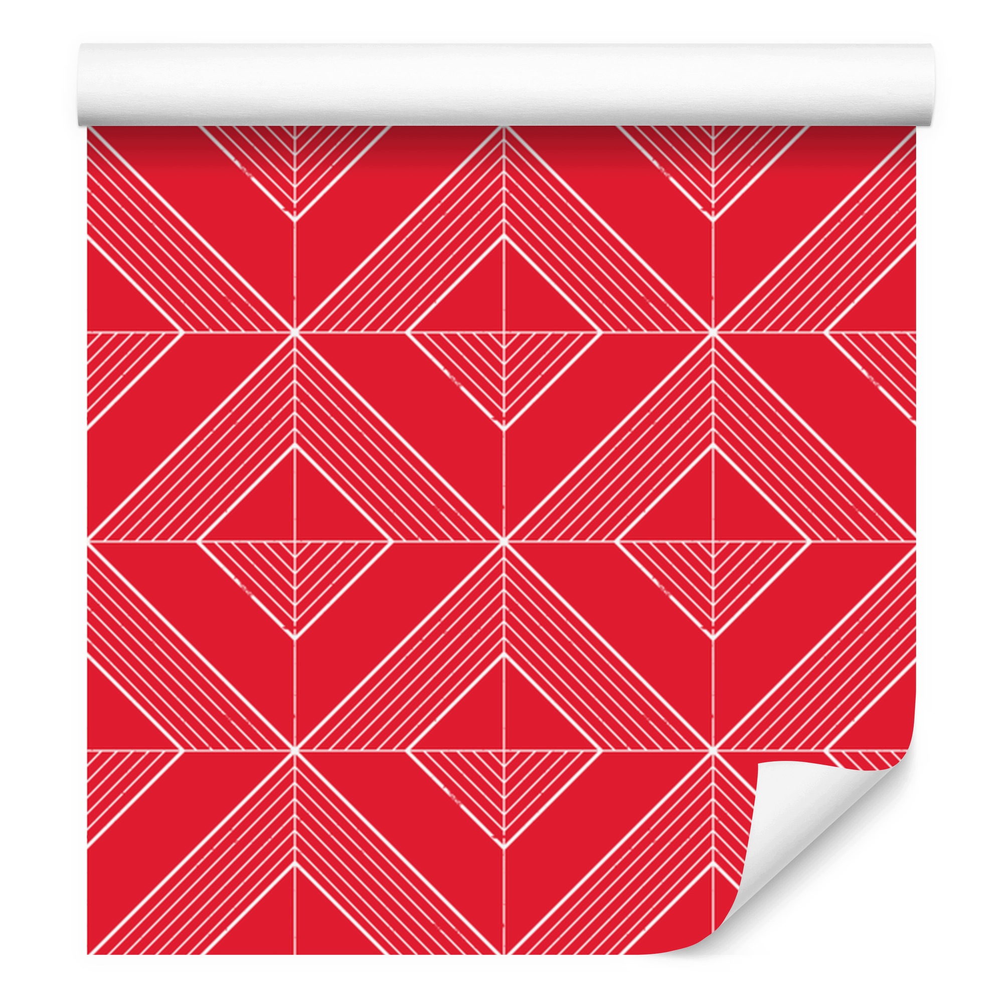 Tapeta Geometrické kosočtverce červená a korálová, pozadí červené 50x1000 cm