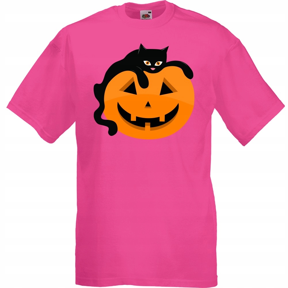 

Koszulka dynia czarny kot halloween S fuksja