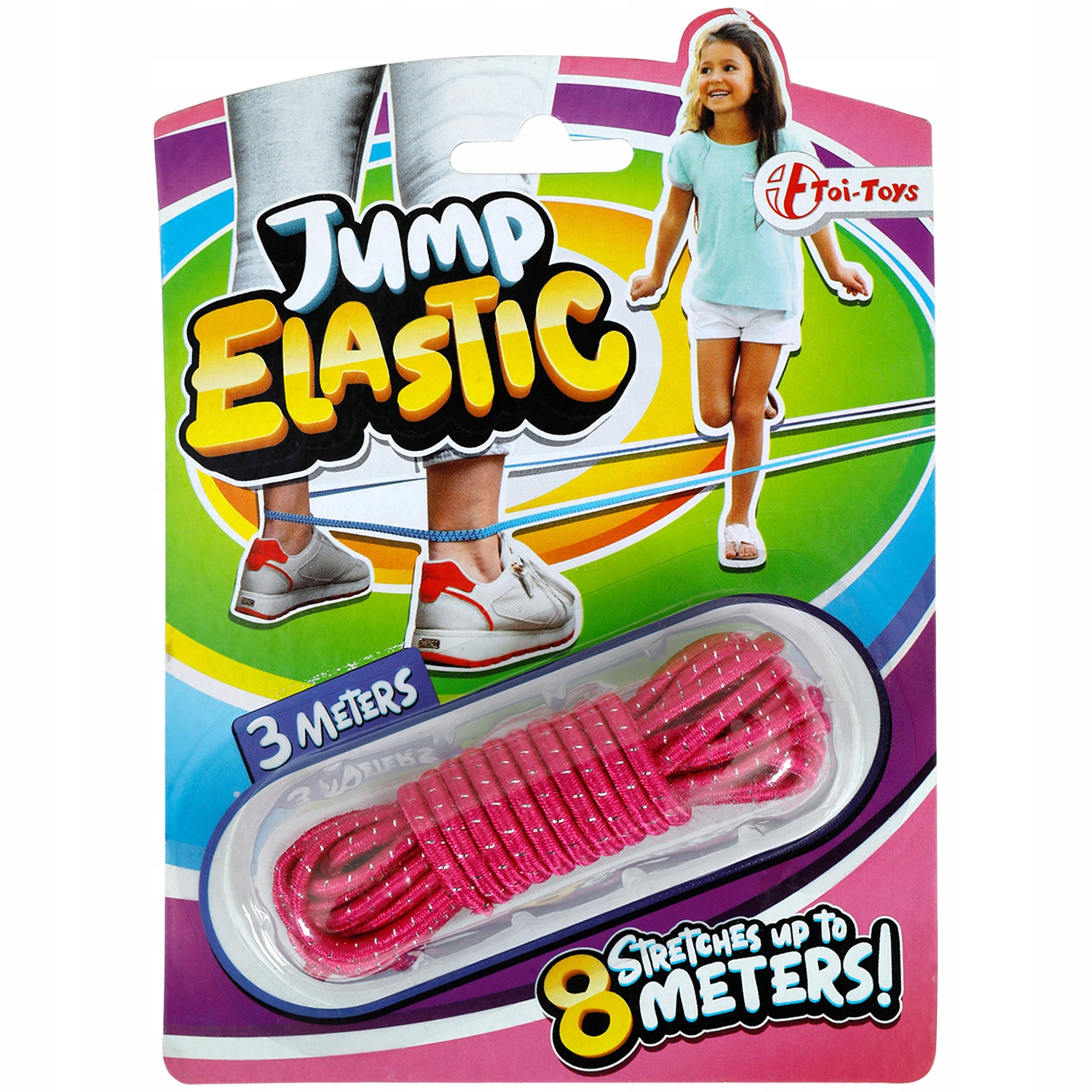 Guma do skakania dla dzieci SUPER ELASTYCZNA 3 METRY JASNYRÓŻ Z BROKATEM Kolor odcienie niebieskiego