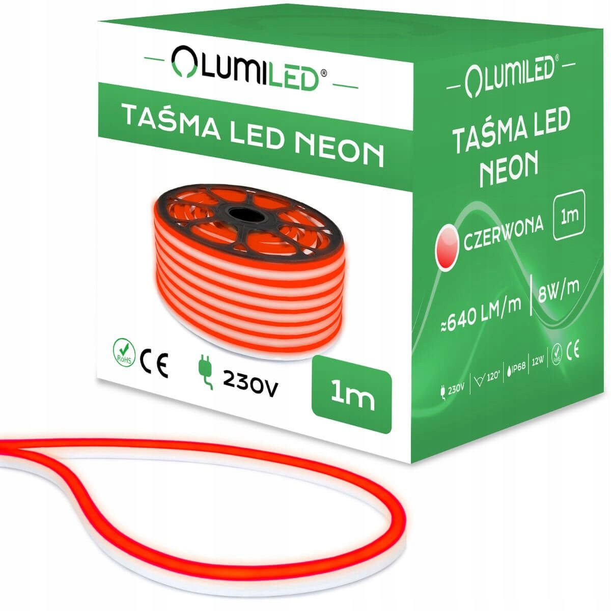 

Taśma Led Neon Pasek 230V 1m Gumowy IP68 Czerwony