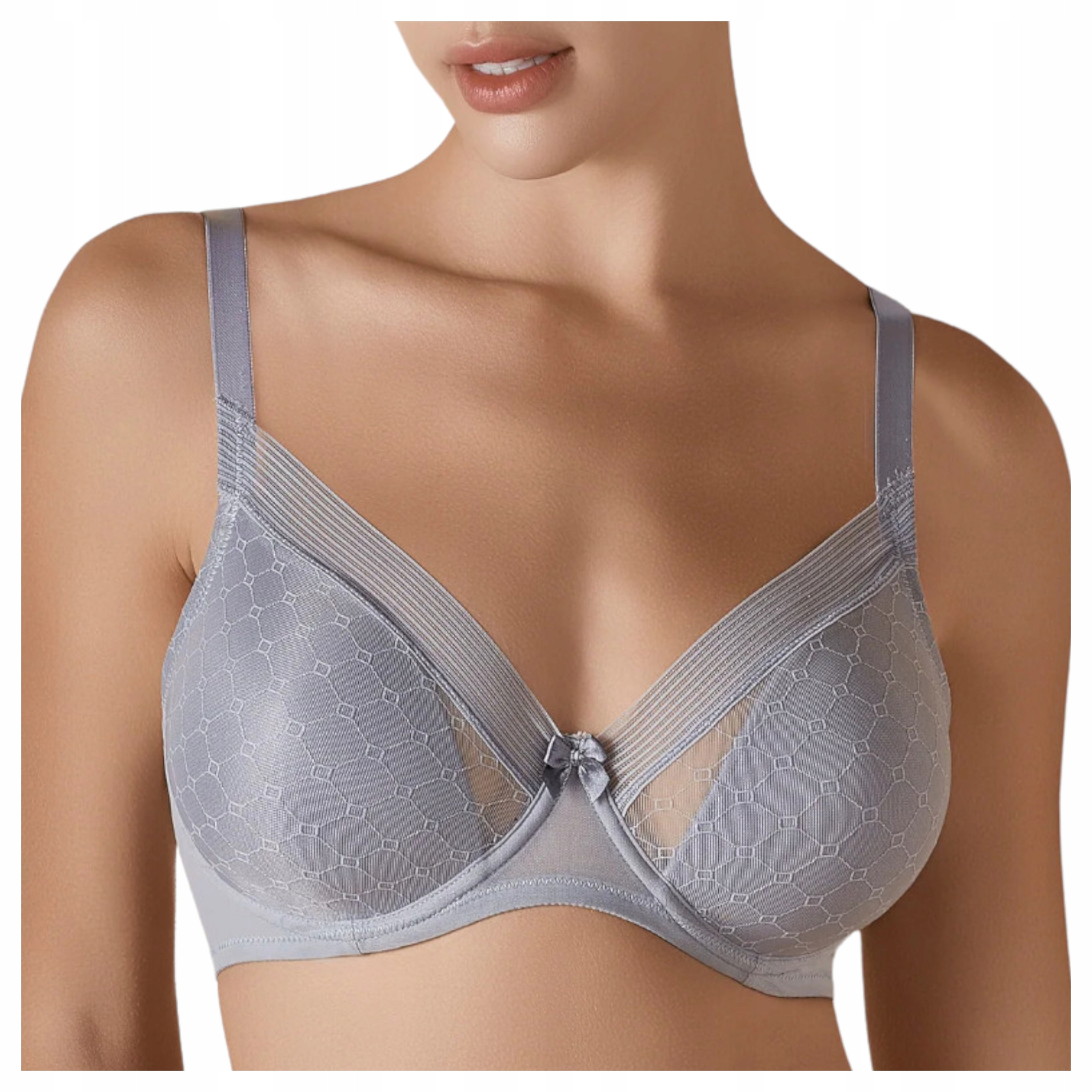Elegantní vyztužená dámská podprsenka s kosticemi Katia Šedá