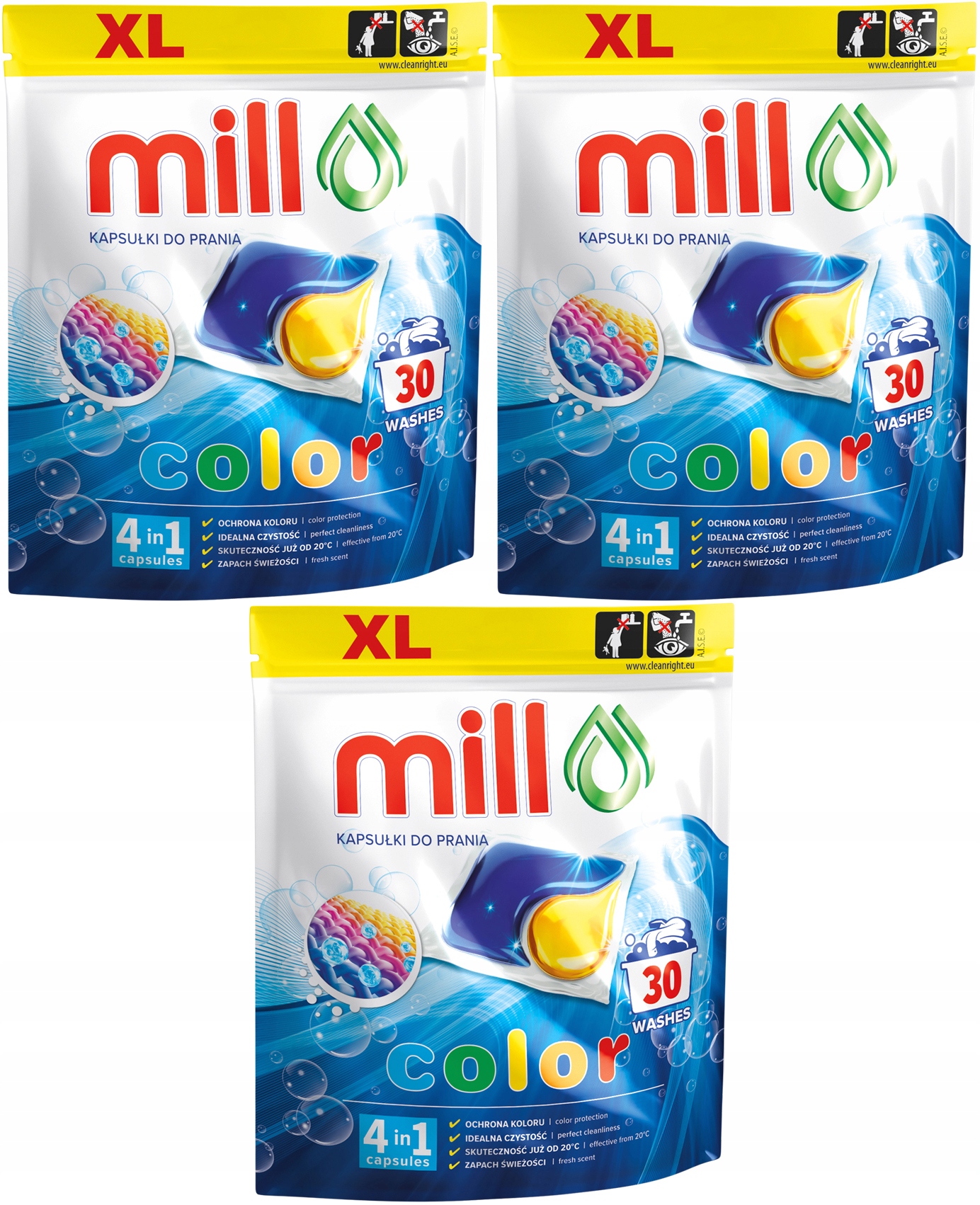 Levně 3x Kapsle Na Praní Barvy XL Color Dvoukomorové 4v1 30ks