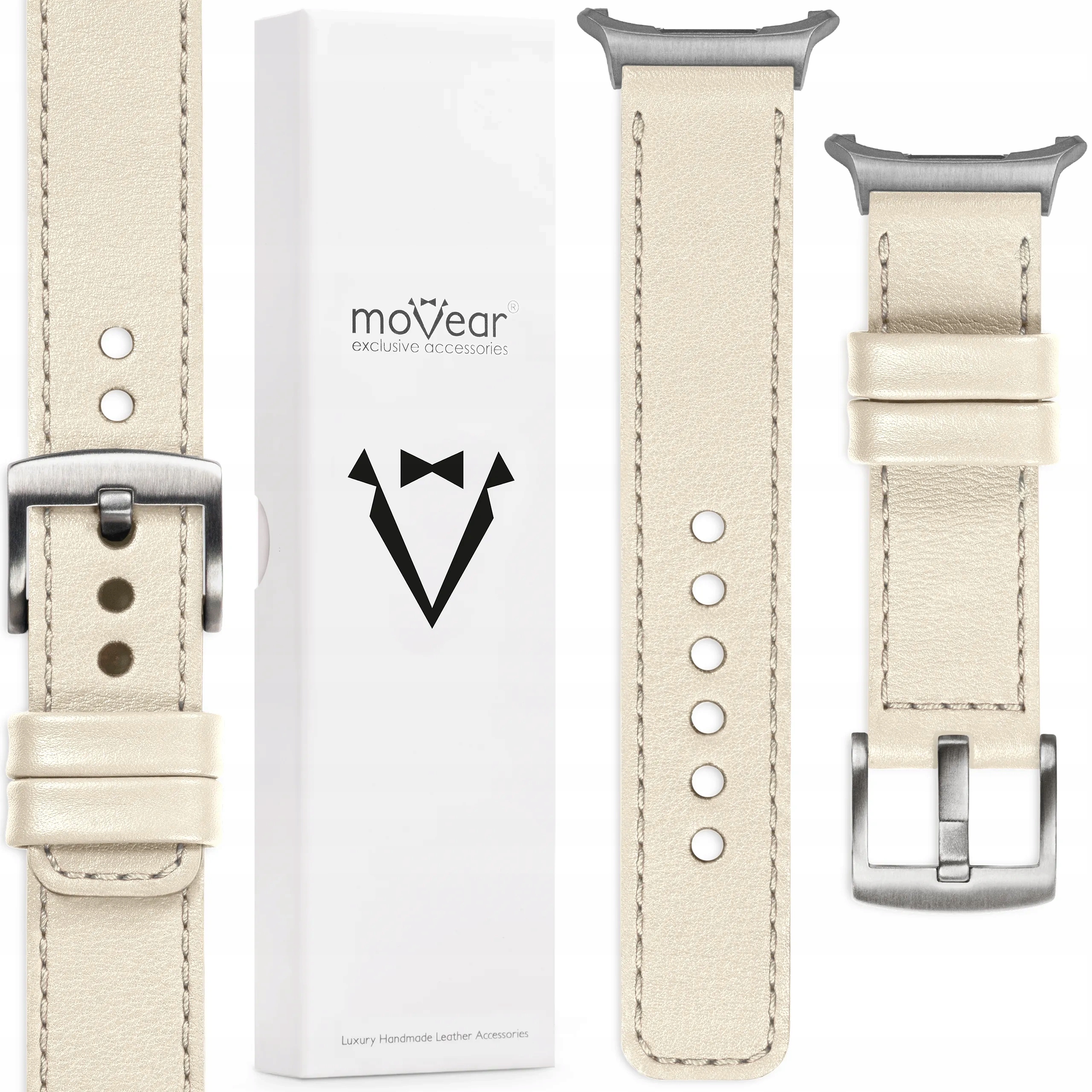 Kožený řemínek pro Samsung Galaxy Watch Ultra 24 mm Béžový Polský Movear