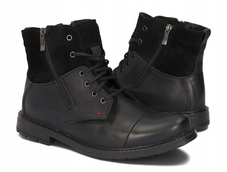 TRZEWIKI MĘSKIE BUTY OCIEPLANE SKÓRA 871 CZARNY 42 Długość wkładki 28 cm