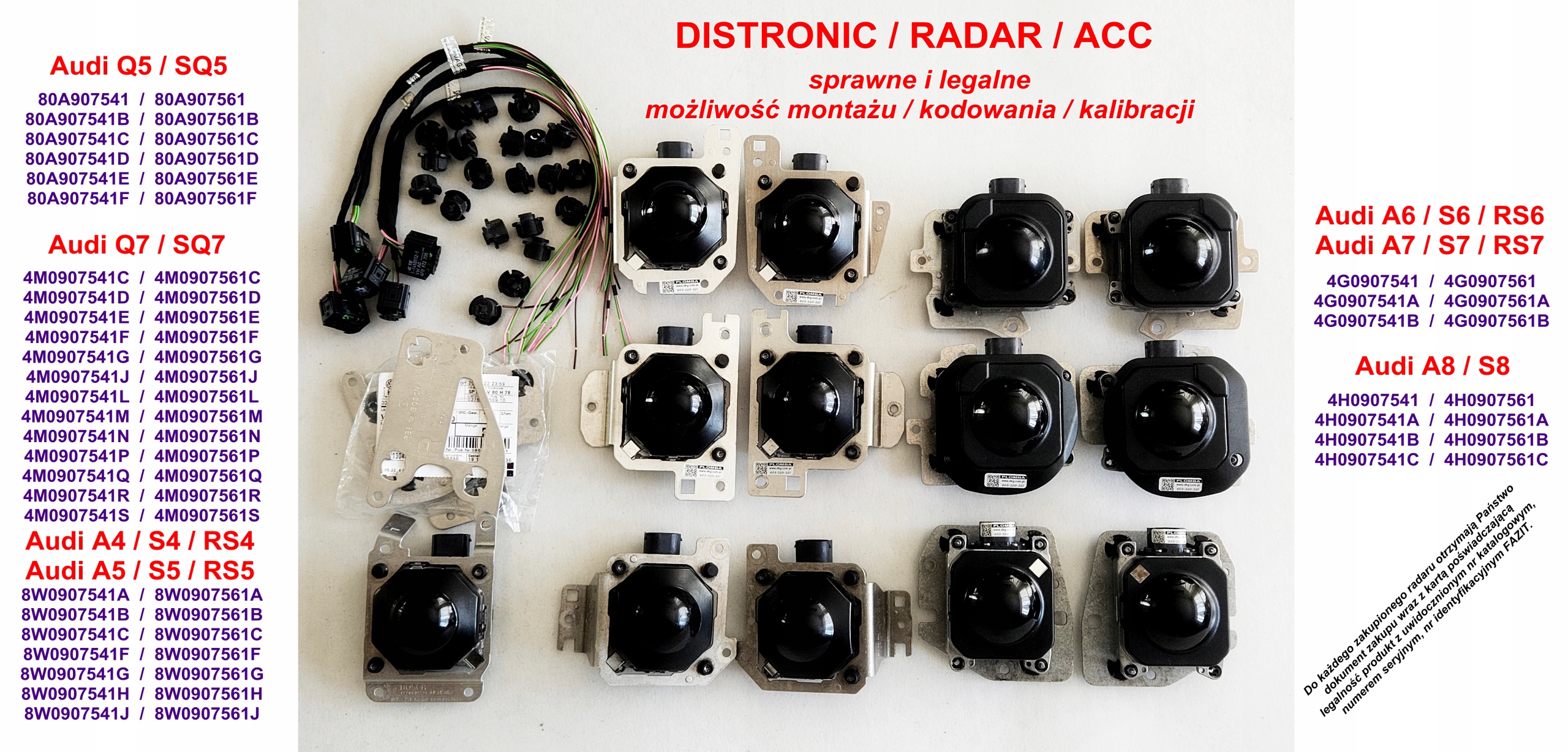 DISTRONIC / RADAR / SENSOR / RADARSENSOR / ACC - Audi Q7 SQ7 4M0907541E Typ samochodu 4x4/SUV Samochody osobowe