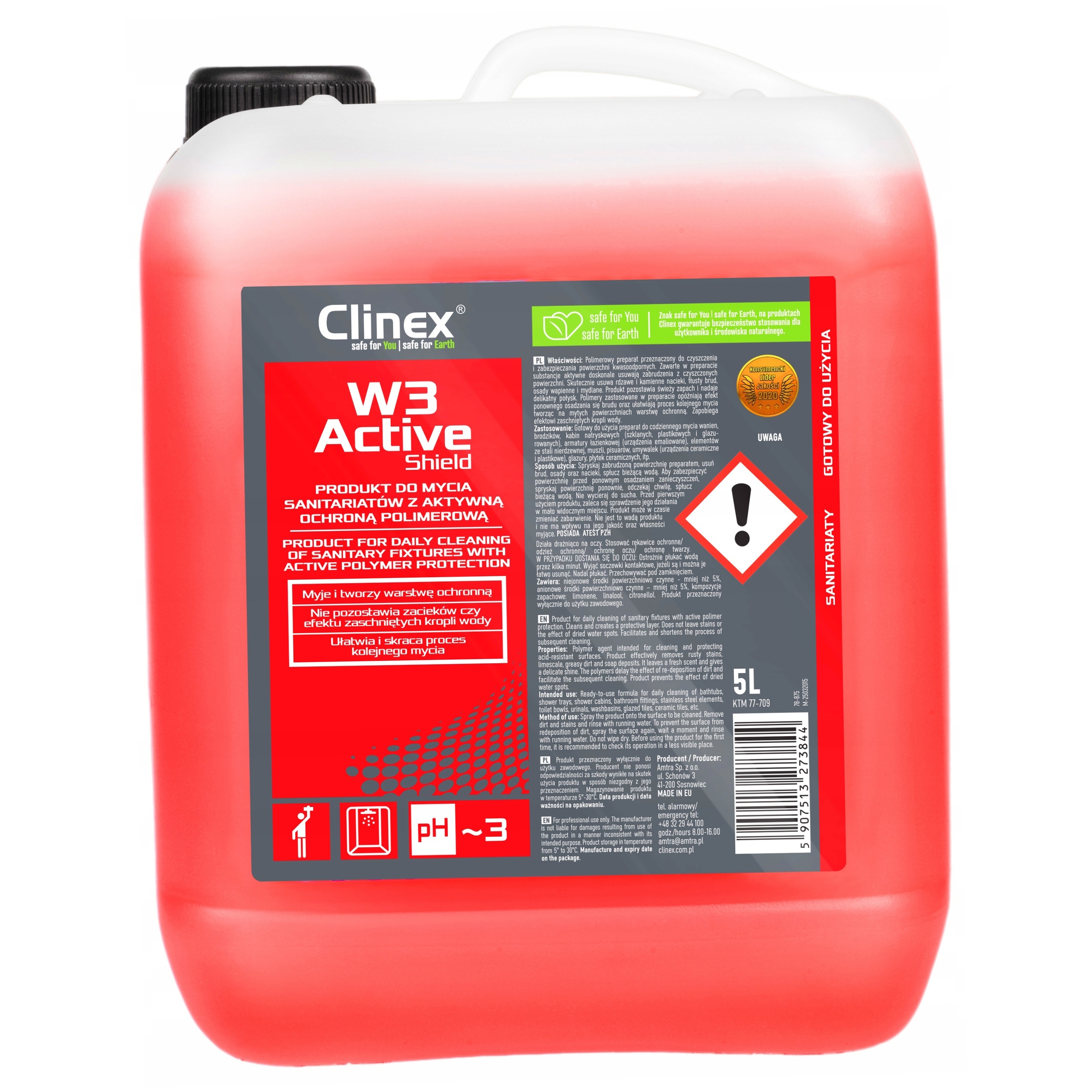 Levně Clinex W3 Active Shield Na Mytí Sanitárních Zařízení 5L
