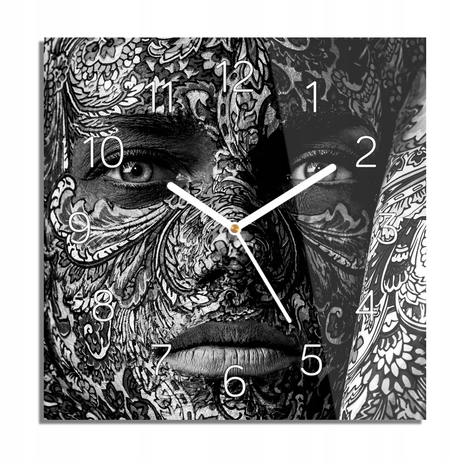 

Twarz ornamenty foto-zegar do sypialni 30x30 cichy