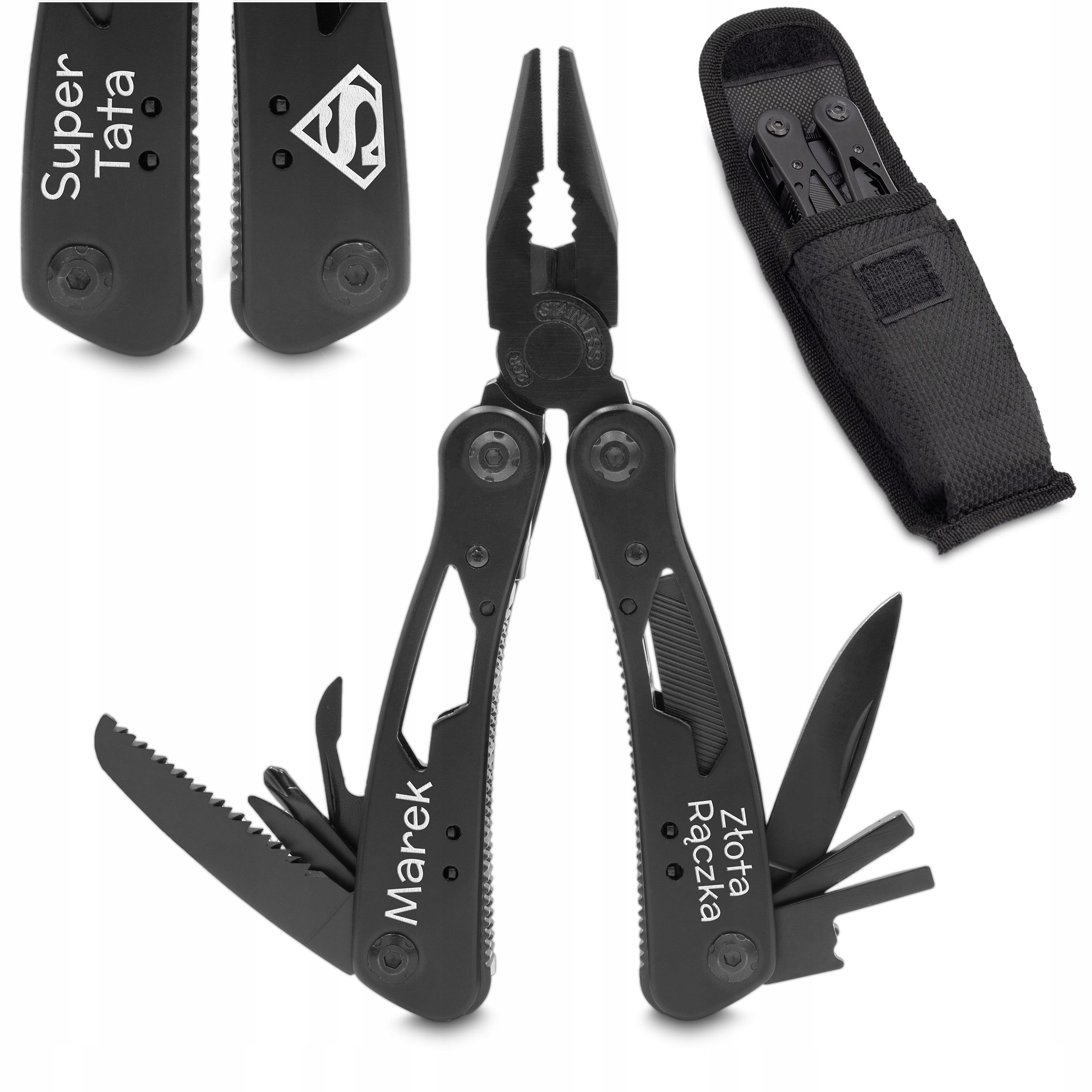 

Multitool Narzędzie Wielofunkcyjne Czarne Grawer