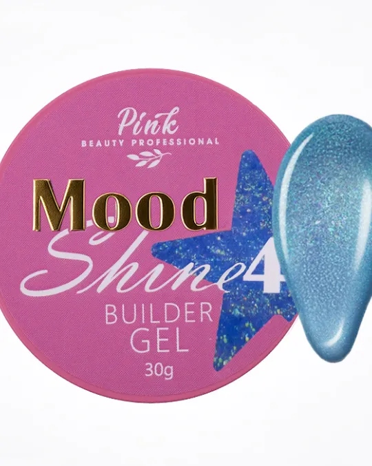 Pink Mood Shine Gel č. 4 – gel s modrými částečkami (30 ml)
