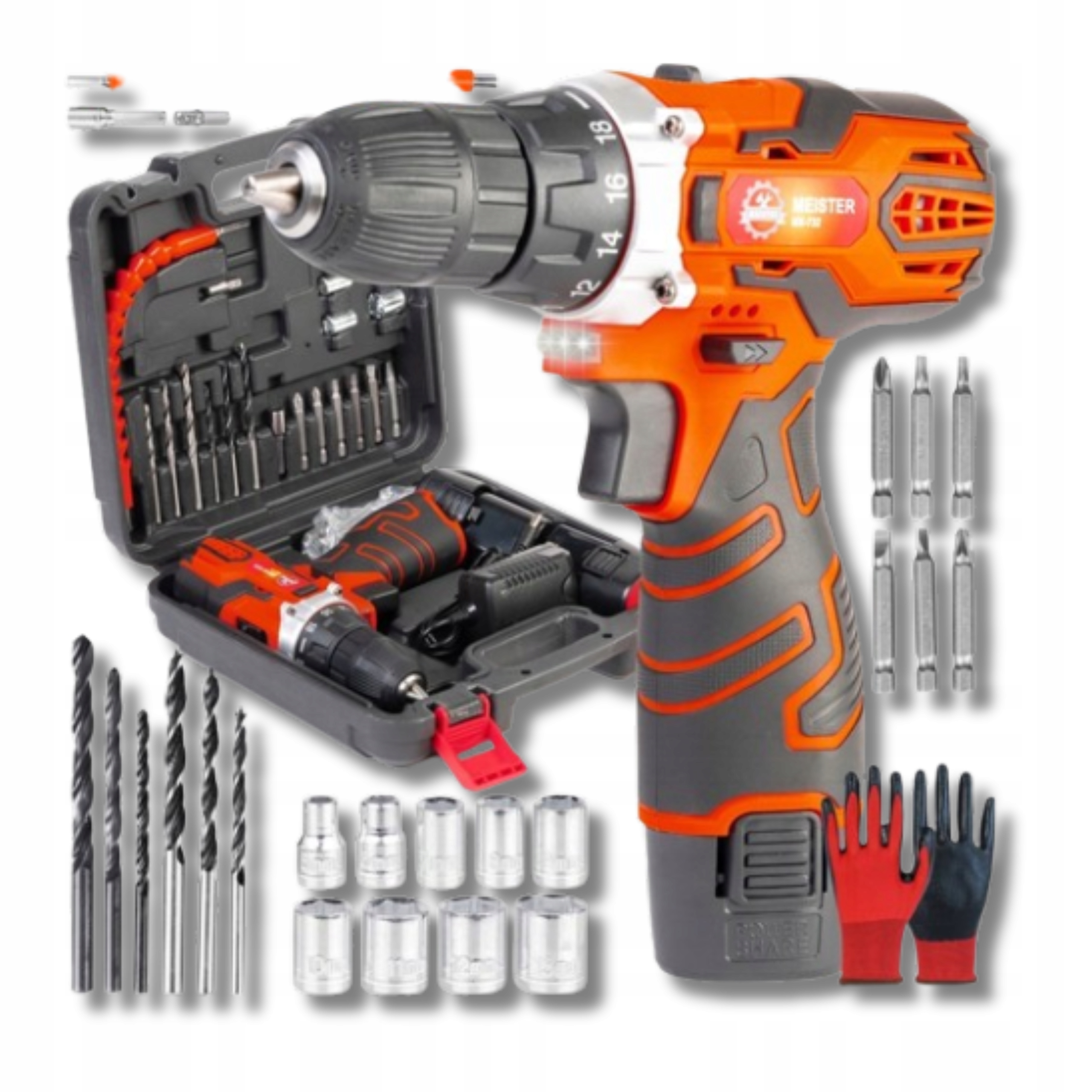 Akumulátorová vrtačka Vrtačka Kufr 2x Aku Velká sada 41 Ele Vrtáka