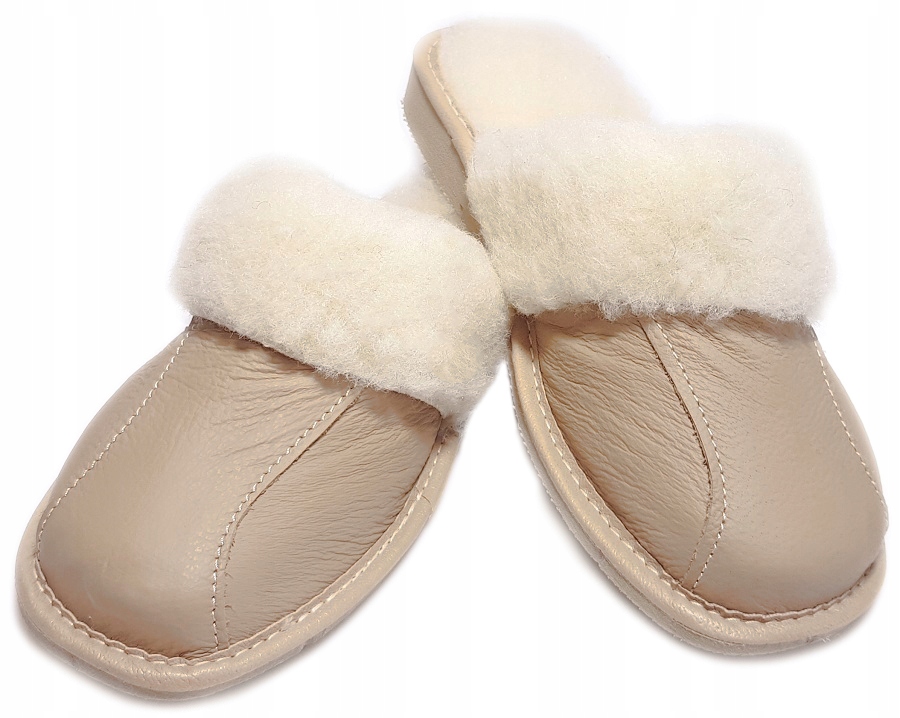 Kapcie Ciepłe Skóra Wełna Pantofle Góralskie *37* Rozmiar 37