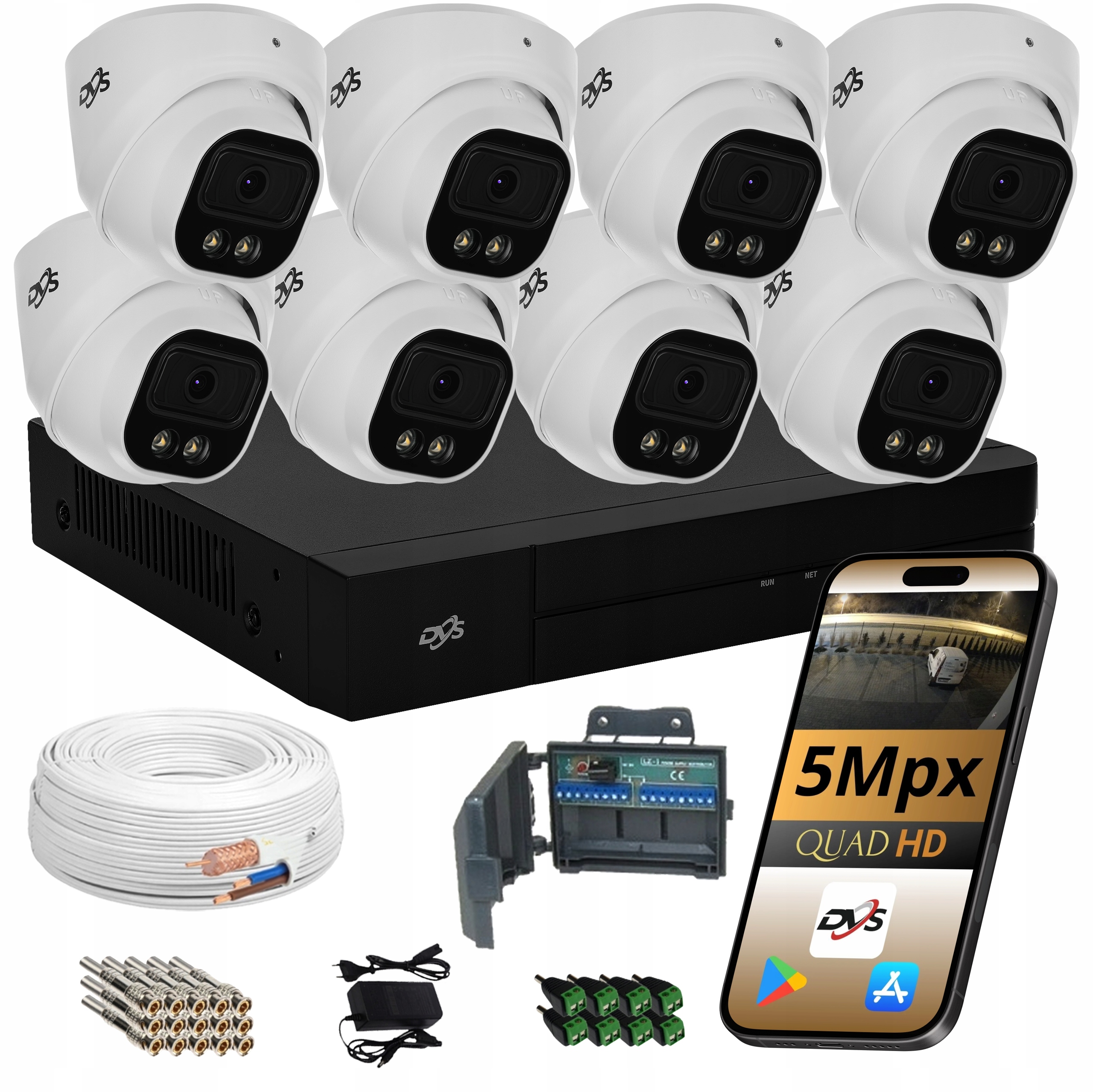 Sada 8 kamer pro monitorování analogových domů 5MPX Dual Light Dvs