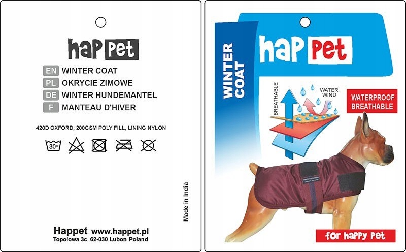 Levně Bunda pro psa Happet 324B burgundská M-50 cm