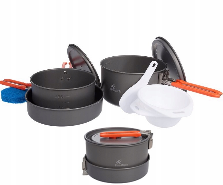 Fire Maple Zestaw Naczyń Patelnia Garnek Składane Rączki Feast 3-ORANGE