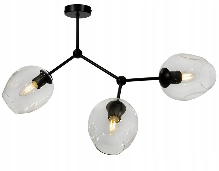 Priehľadná lampa Praha molekuly 3 tienidlá, pracovňa, izba