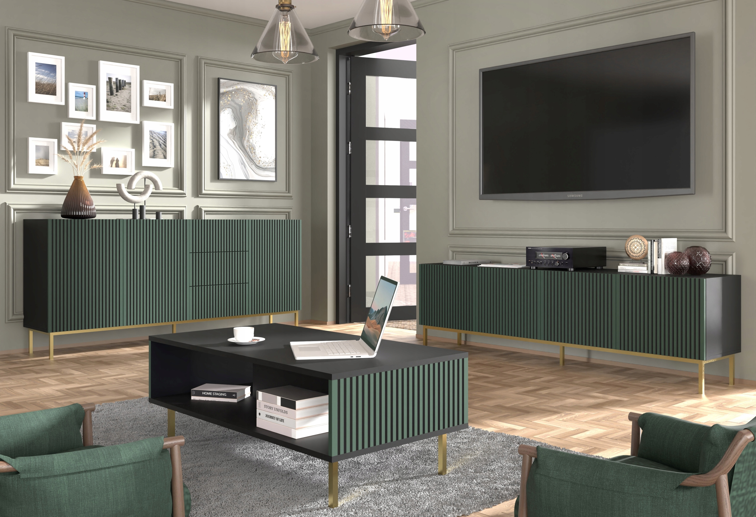 Szafka RTV Ravenna B 150 cm 2D1S biały mat UFPCZ Kolor frontów biały