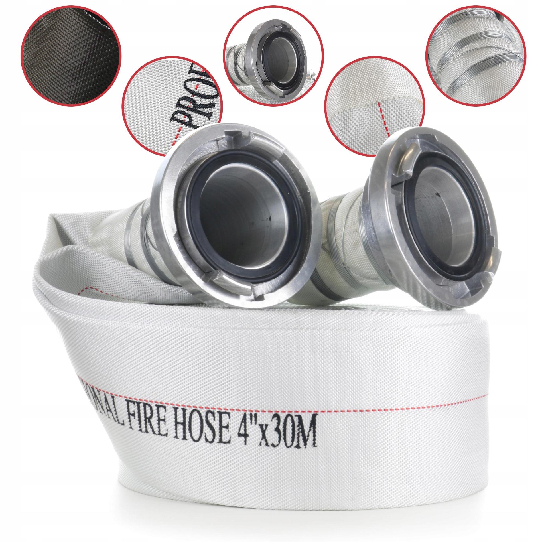 Wąż strażacki do nawadniania deszczowni pompy wody Storz 4 cale 100mm 30m W