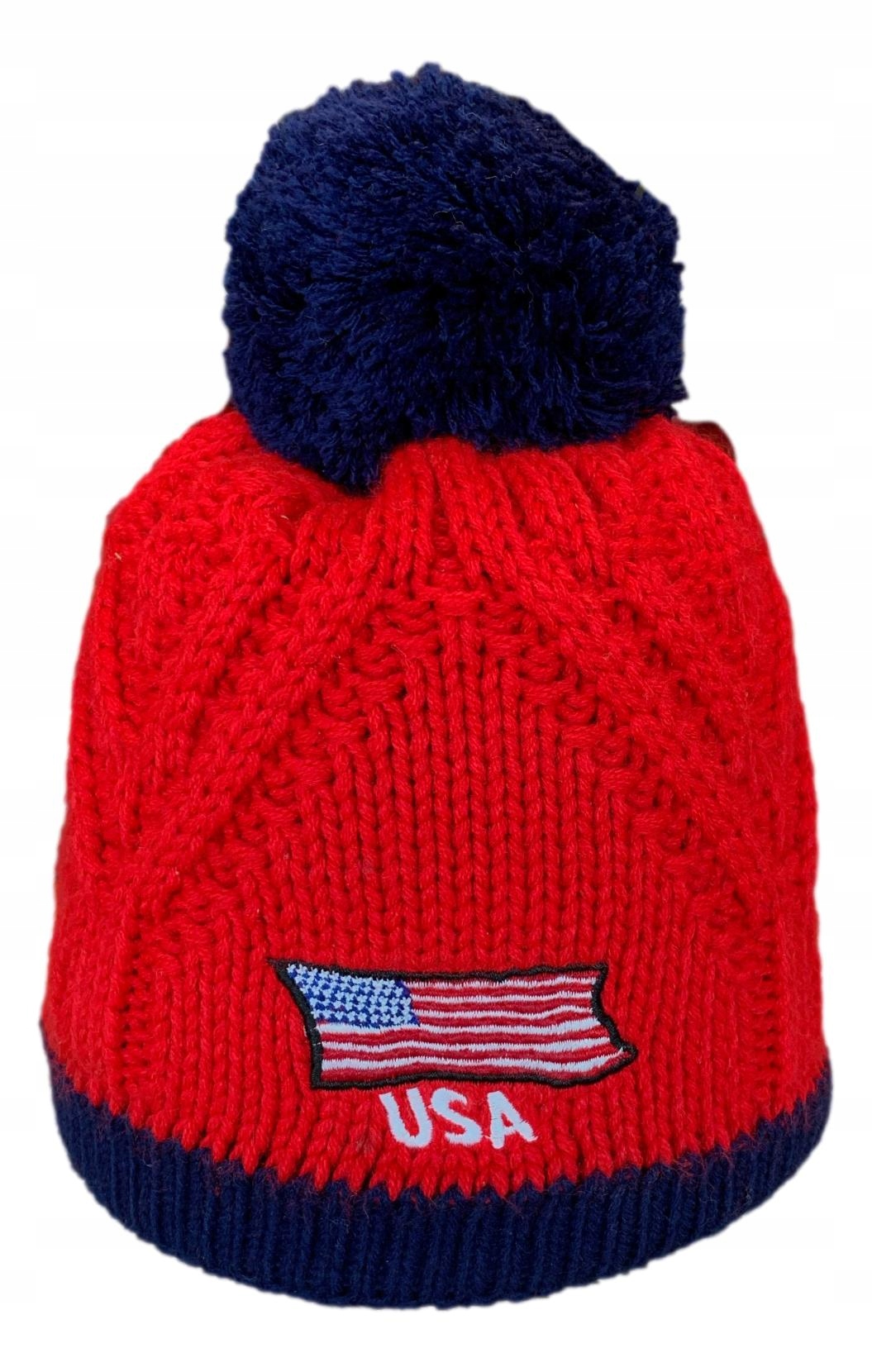 CZAPKA Z POMPONEM ZIMOWA USA
