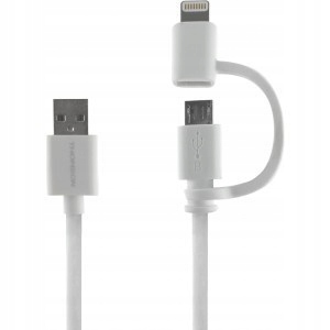 Thomson TH2IN1CABLEW – rychlý kabel 2 v 1 Lightning a micro Usb, 1 m, bílý