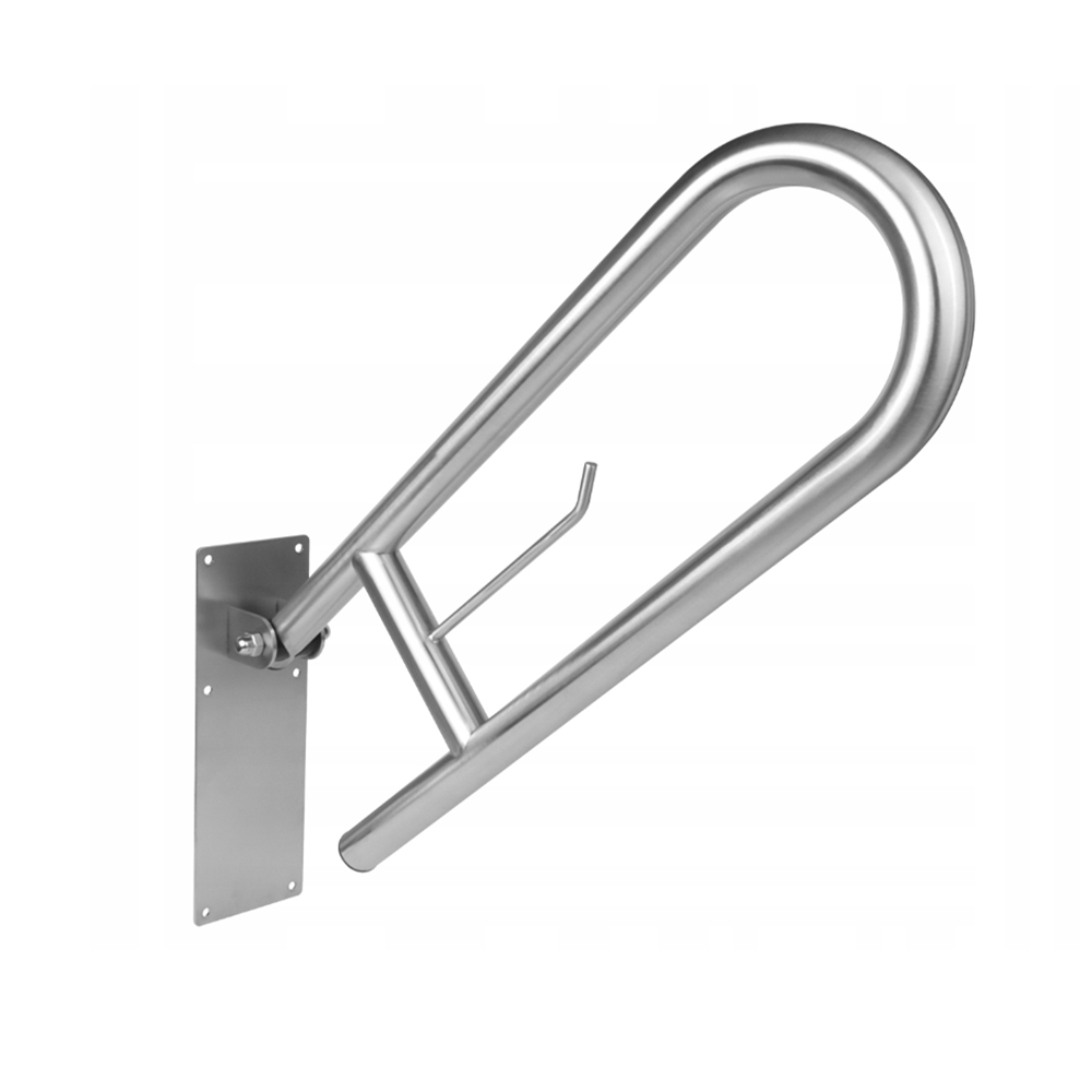 Poręcz dla niepełnosprawnych uchylna łukowa 60 cm stal matowa 140KG 32 mm