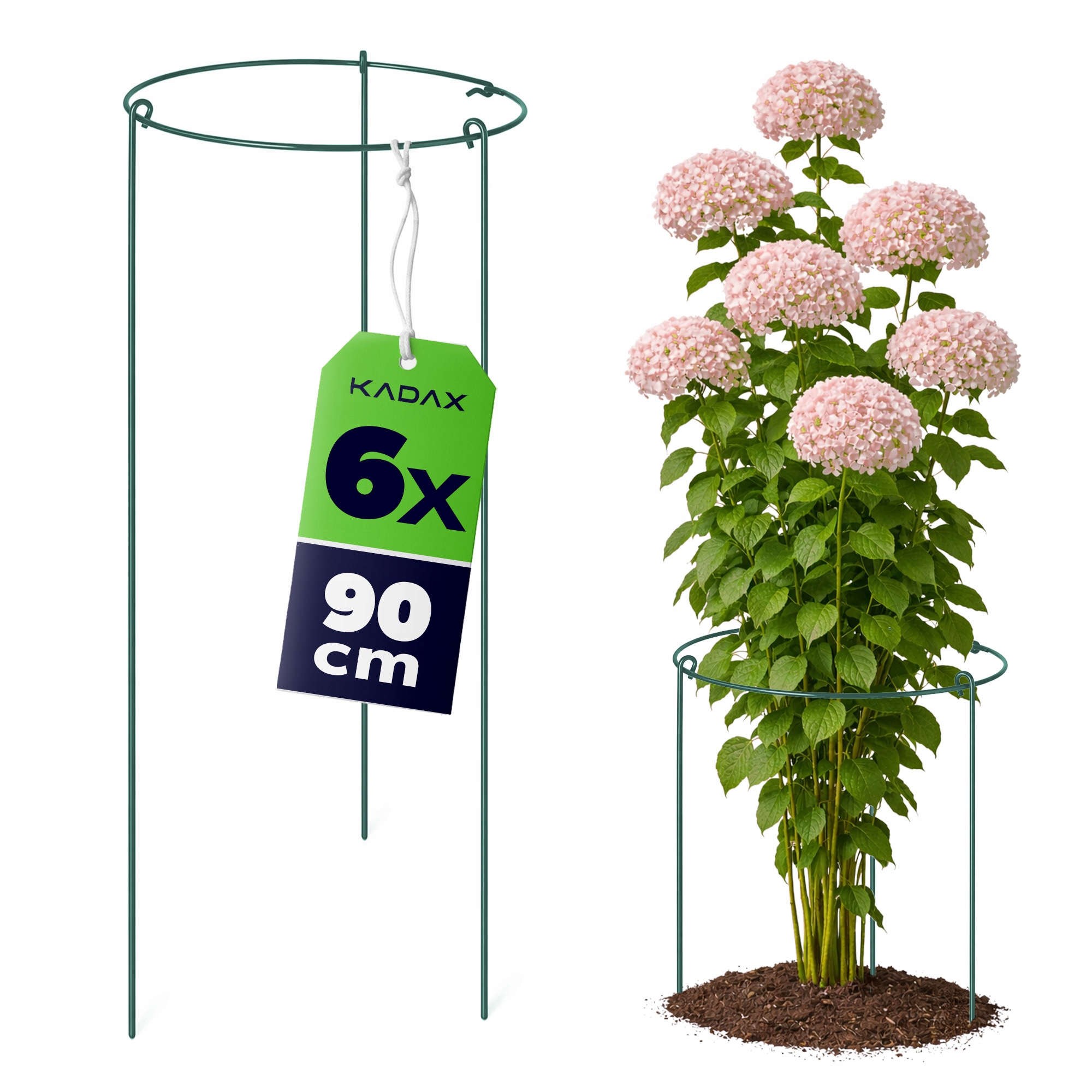 6 SZT PODPORA DO ROŚLIN 90 cm HORTENSJI RÓŻ KWIATÓW METALOWA OBEJMA OKRĄGŁA